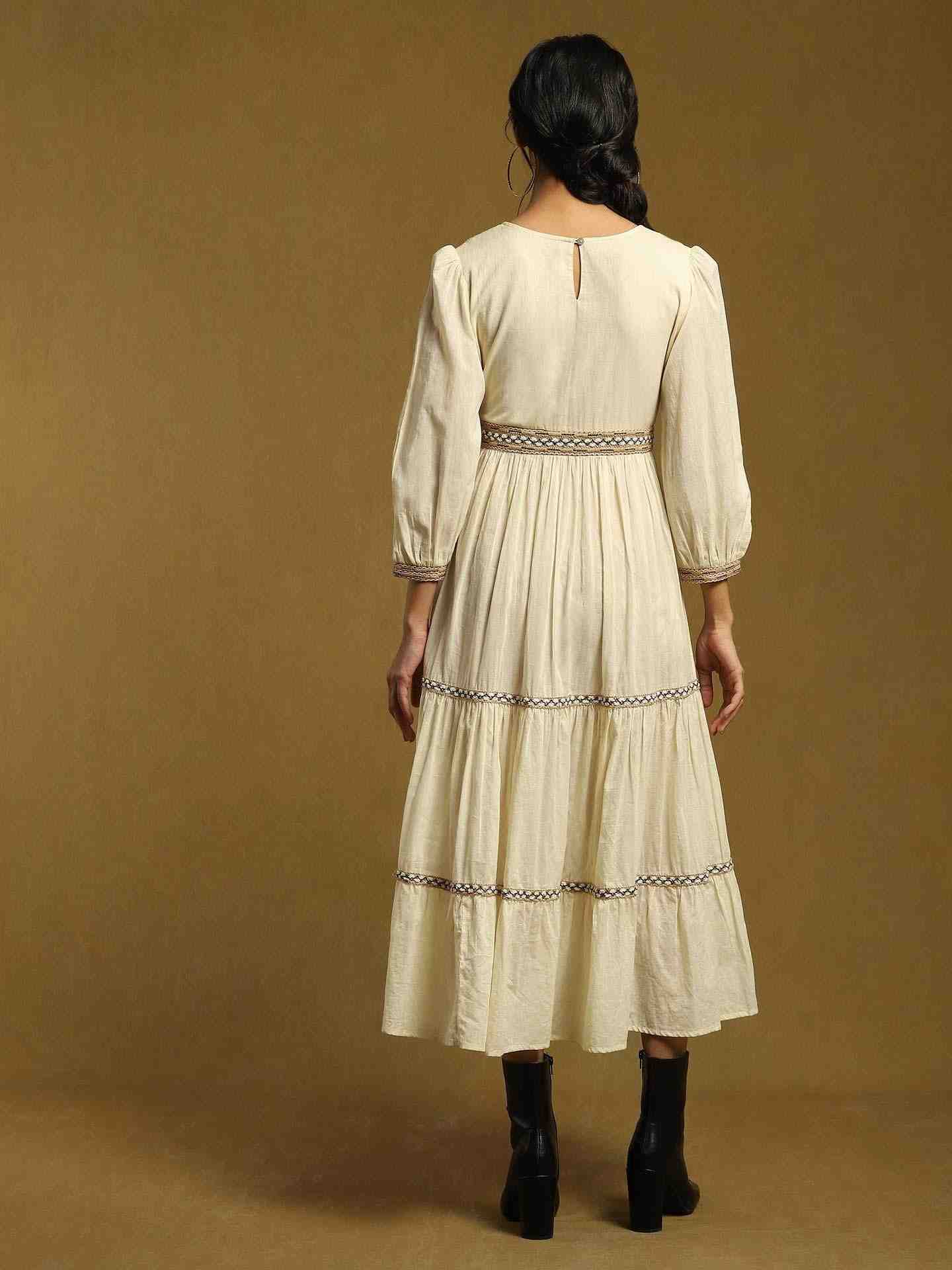 Off White Jute Cotton Dress