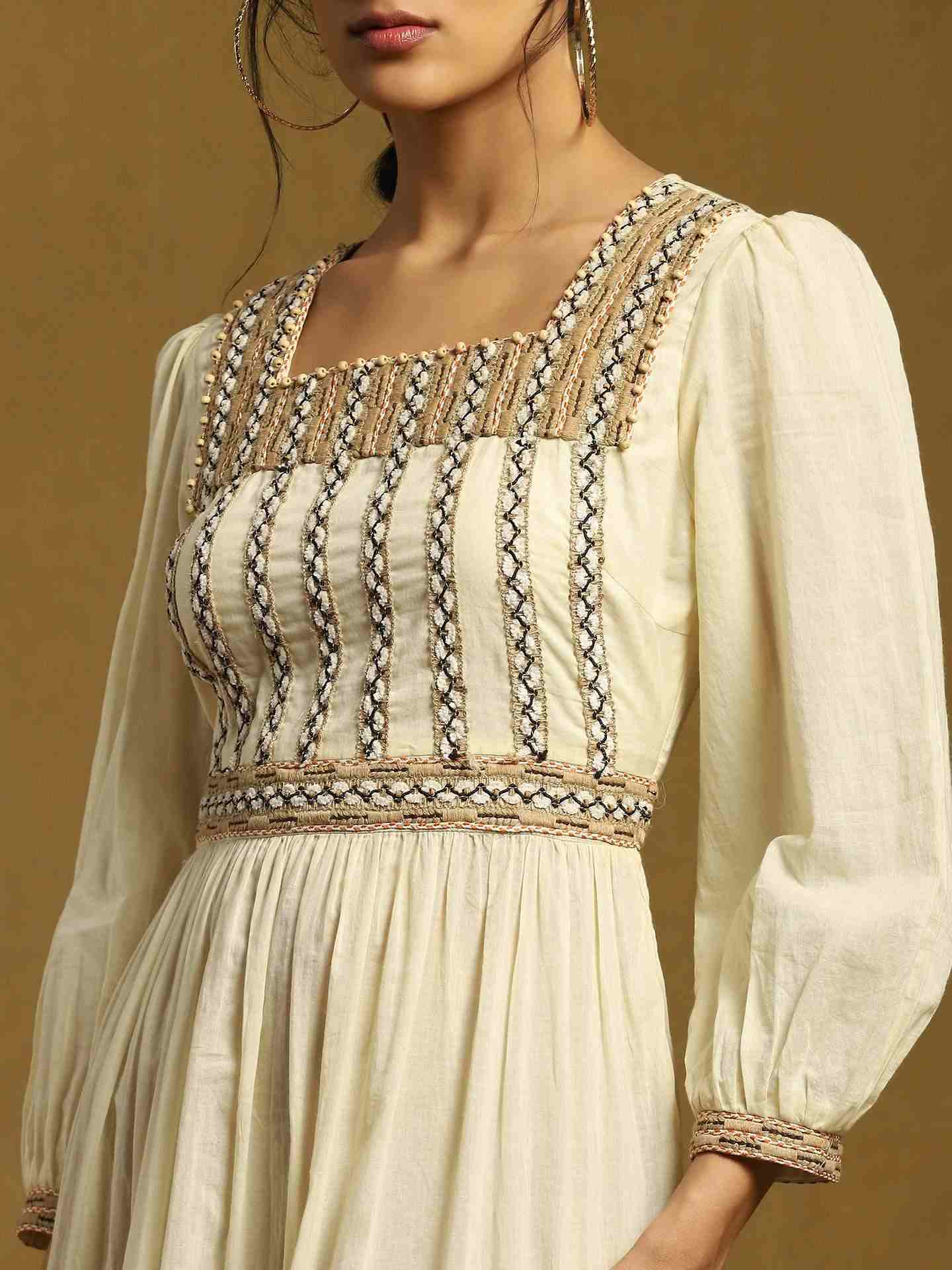 Off White Jute Cotton Dress