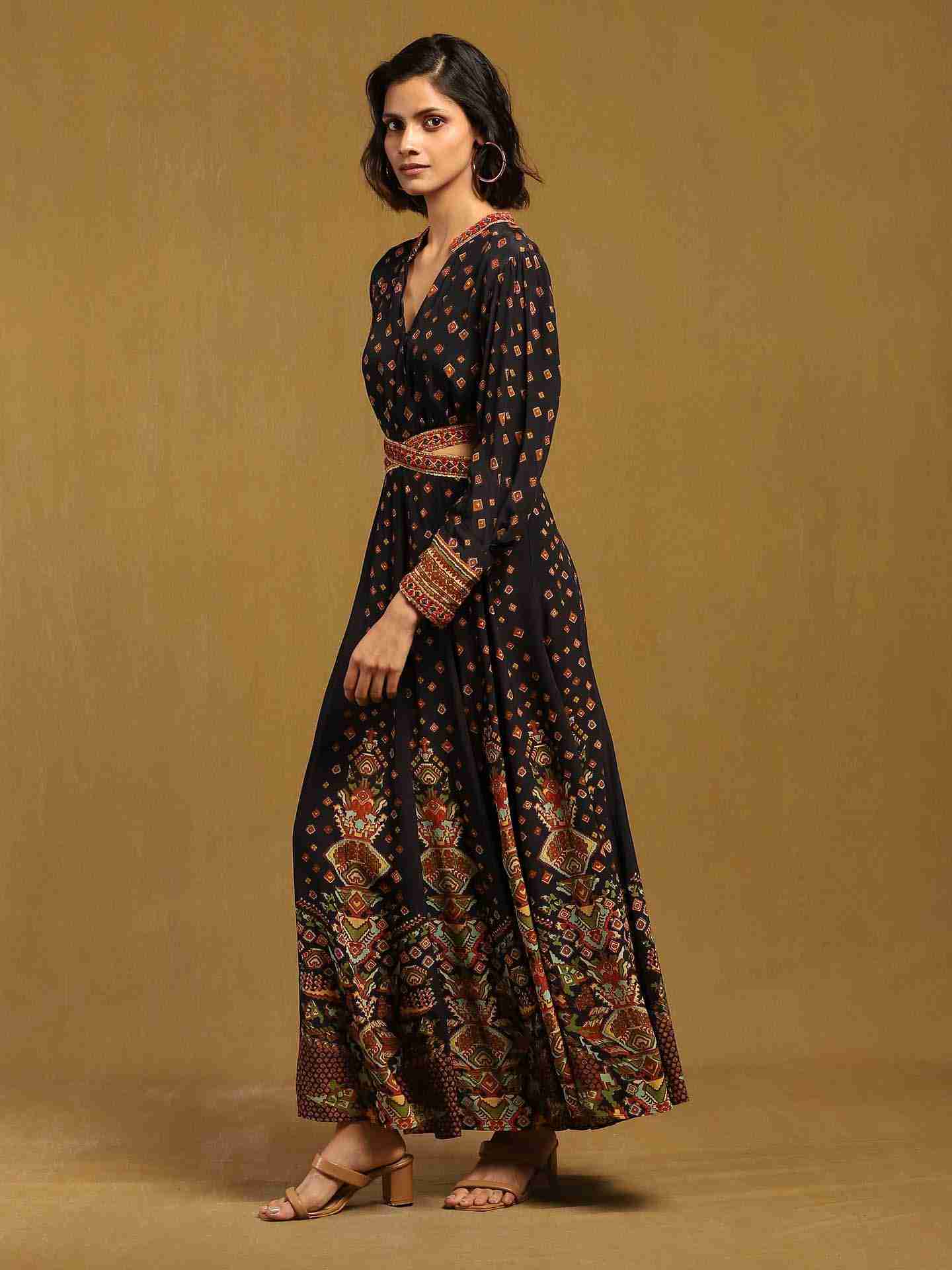 Black Gopuram Maxi Dress