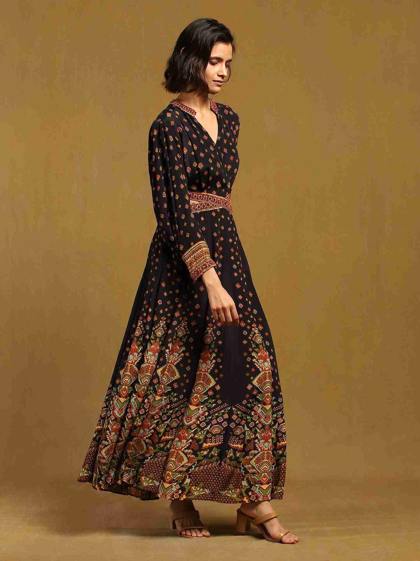 Black Gopuram Maxi Dress