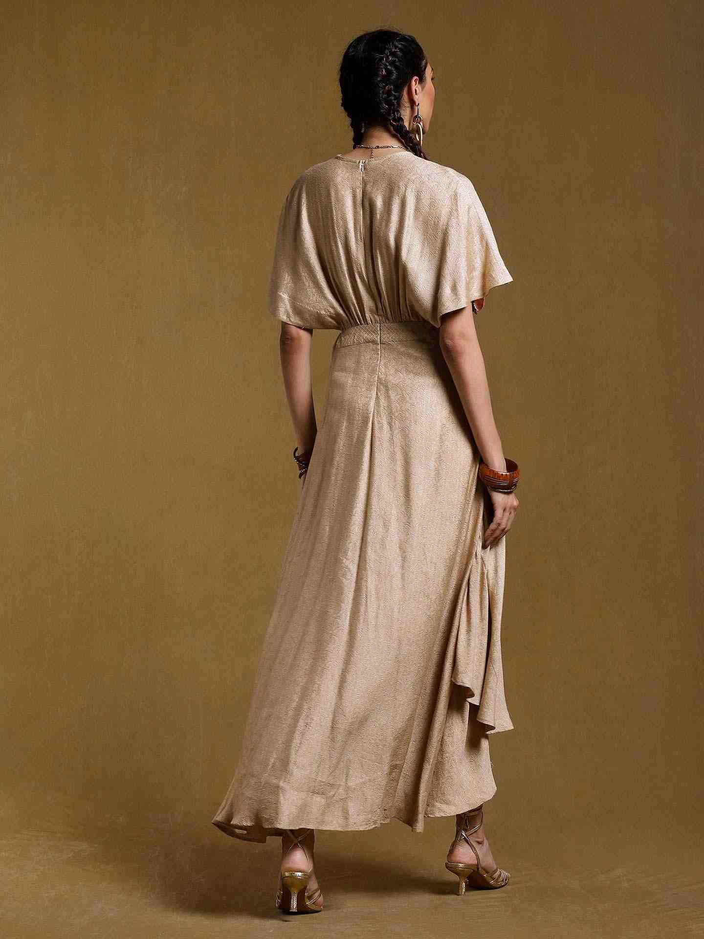 Beige Tanchoi Kaftan Dress