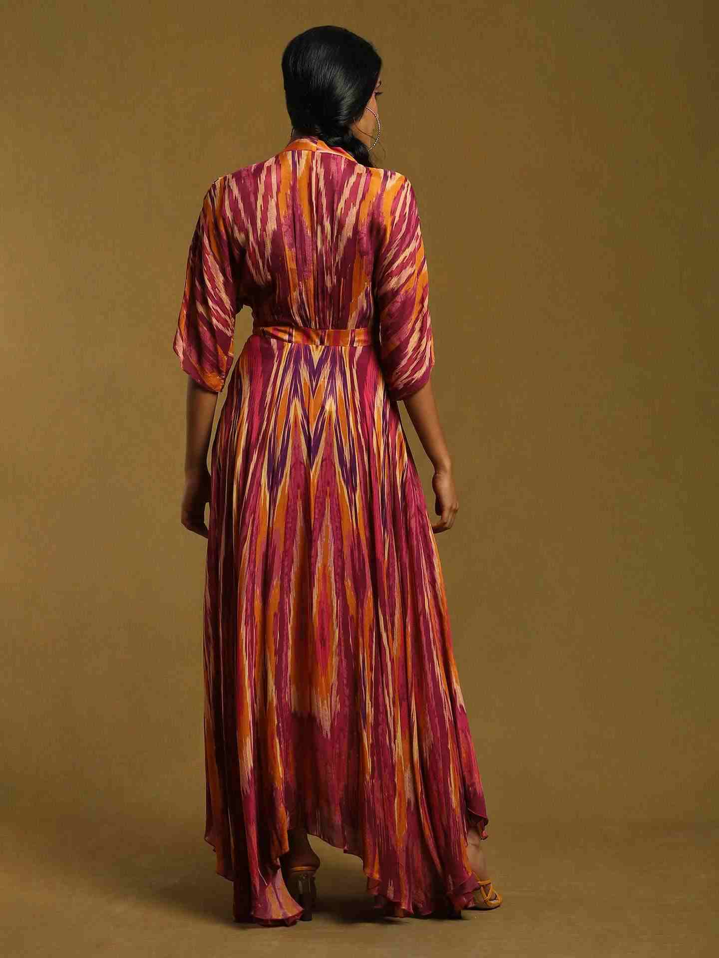 Purple Ikat Kaftan Dress