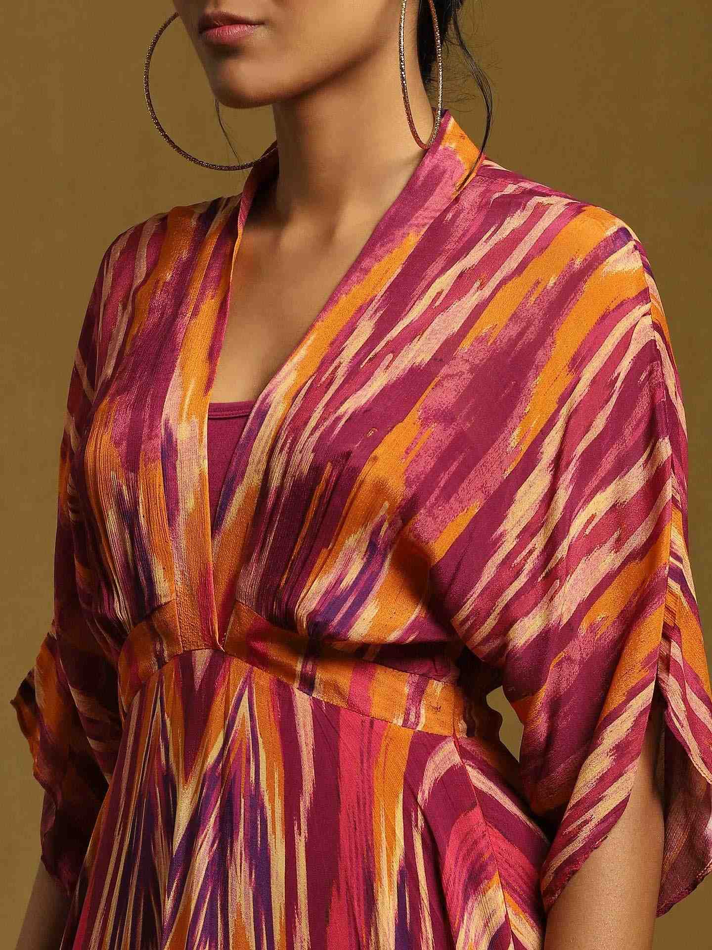 Purple Ikat Kaftan Dress