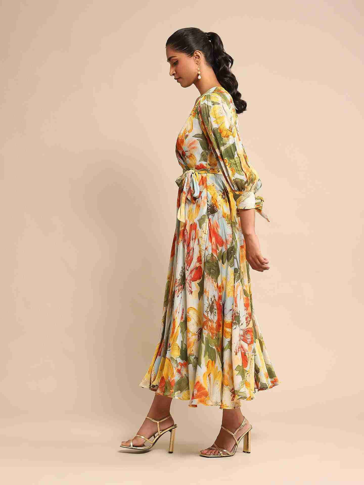 Blue Blossom Satin Dress