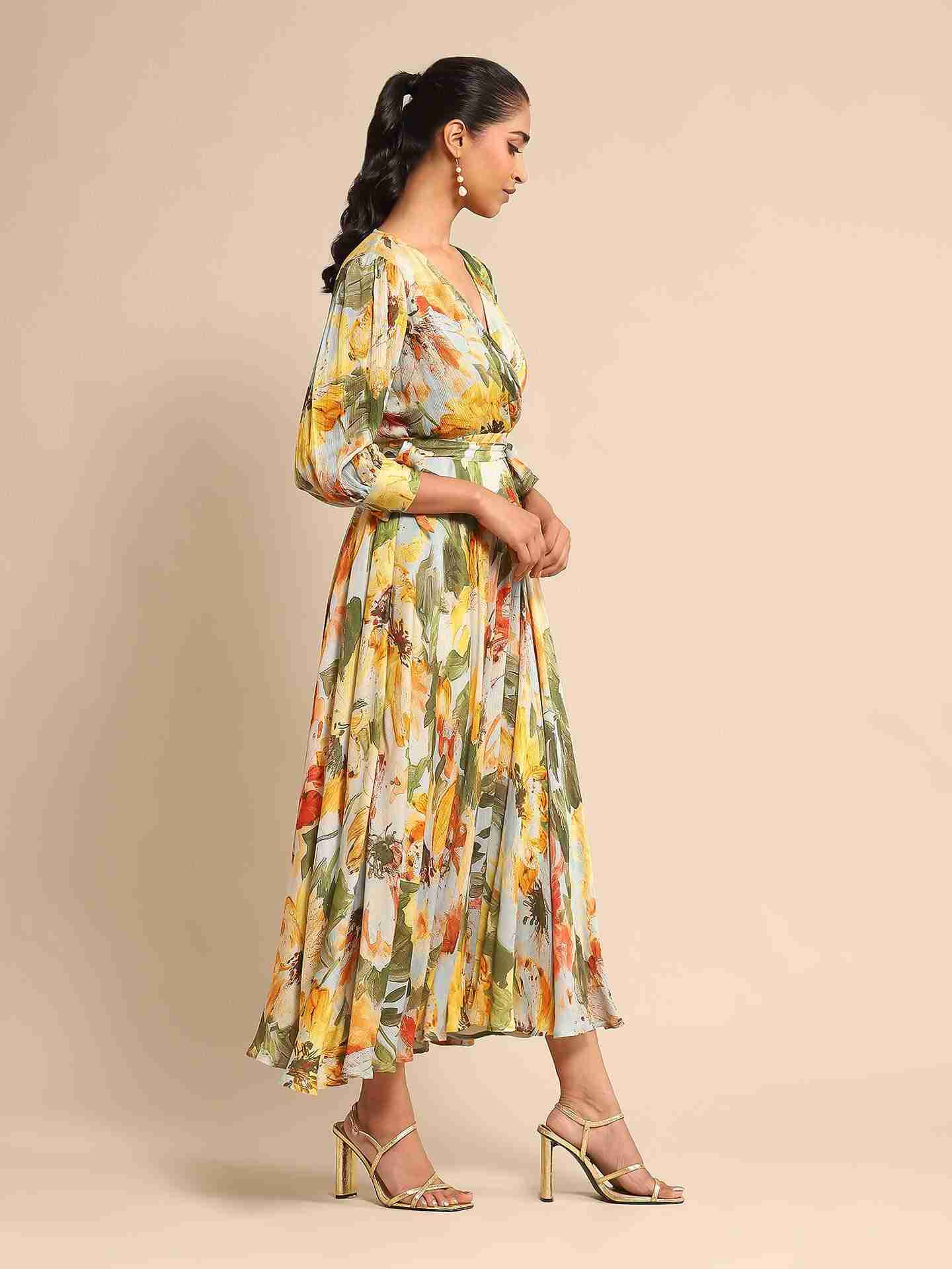 Blue Blossom Satin Dress