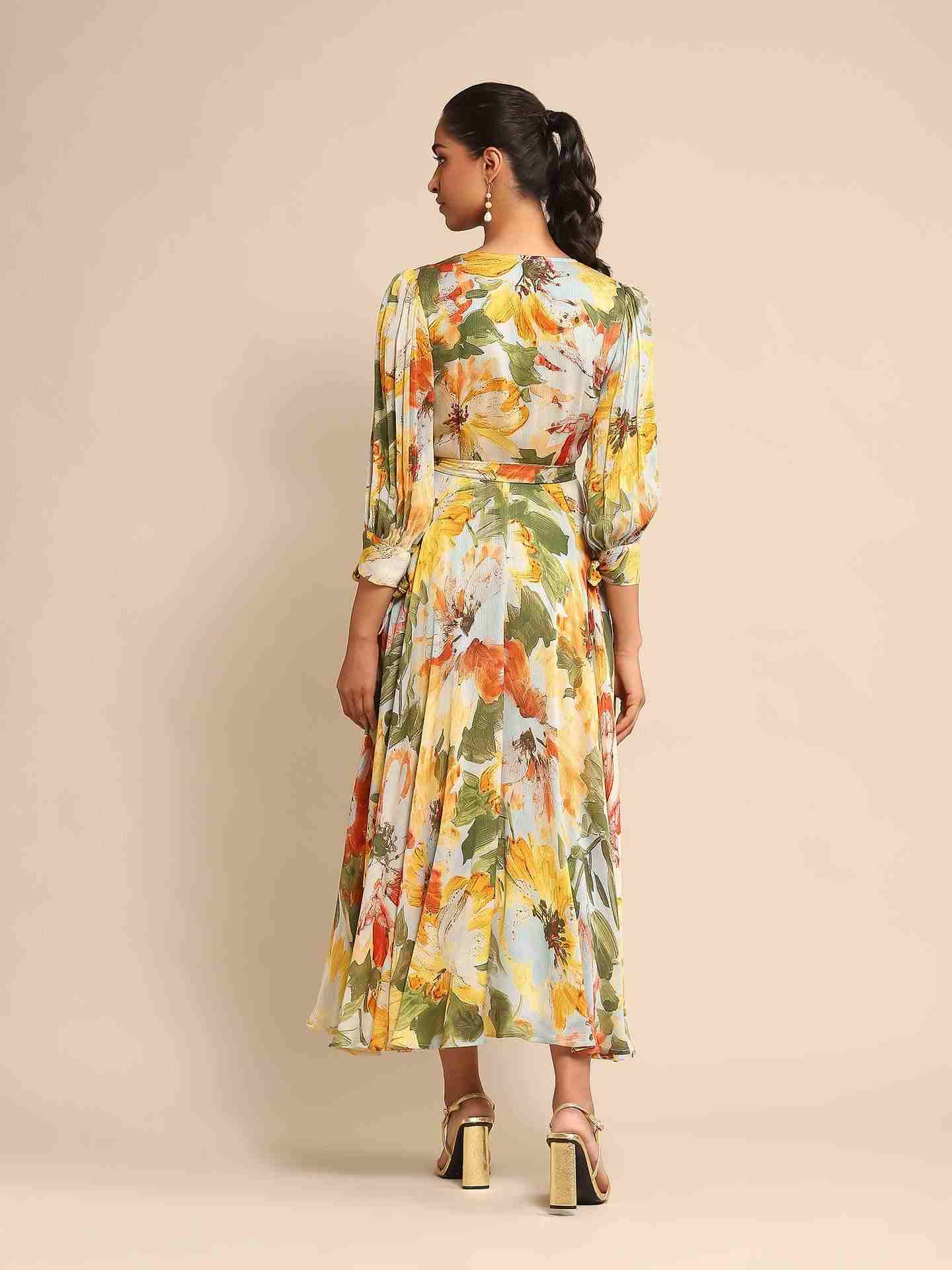 Blue Blossom Satin Dress