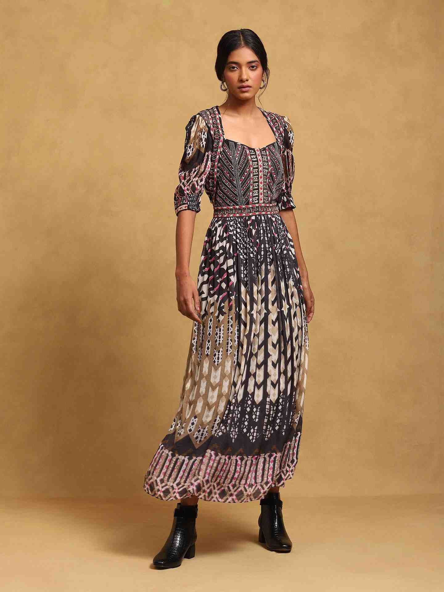 Black Pop Art Long Dress