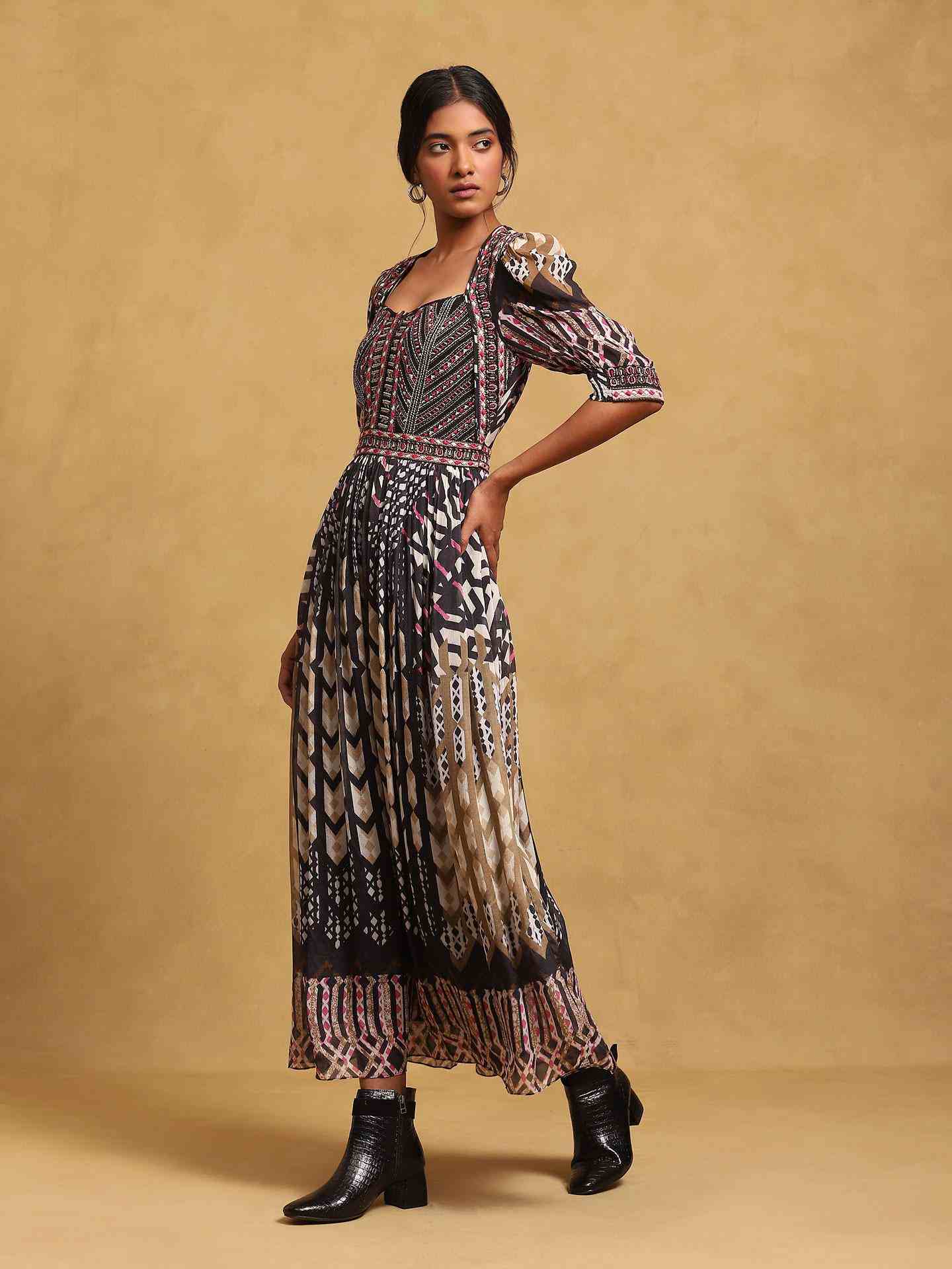 Black Pop Art Long Dress