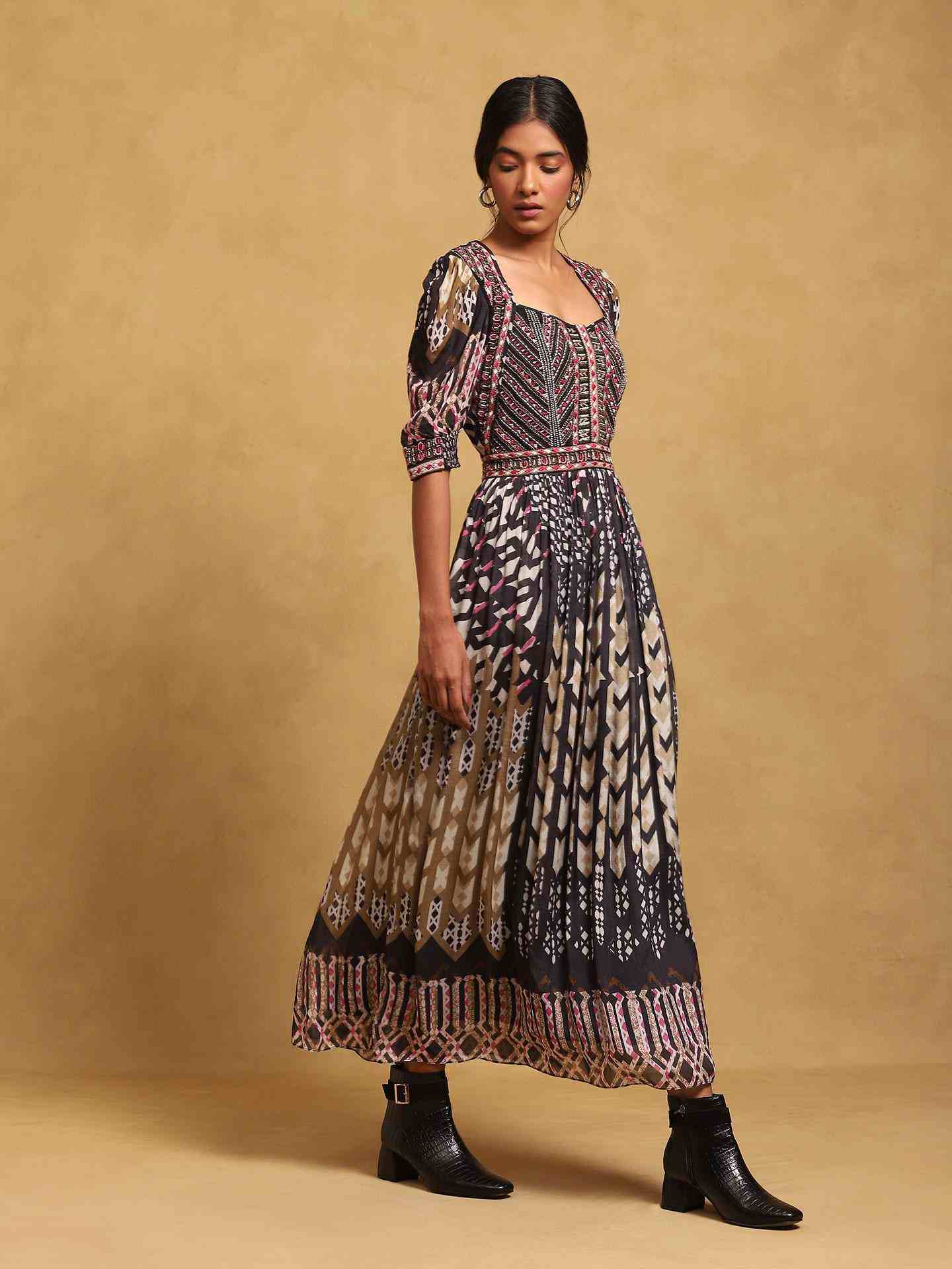 Black Pop Art Long Dress