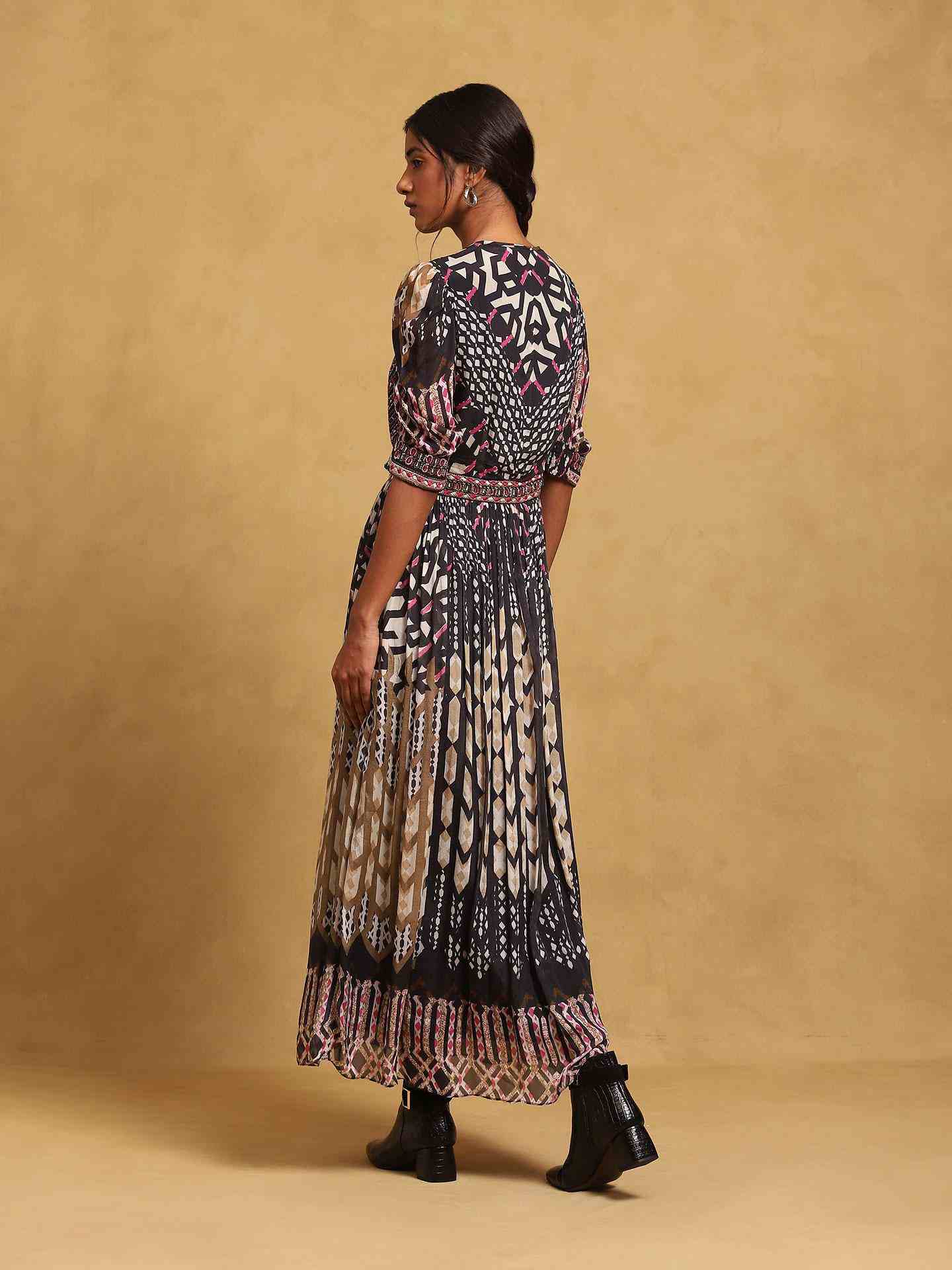 Black Pop Art Long Dress