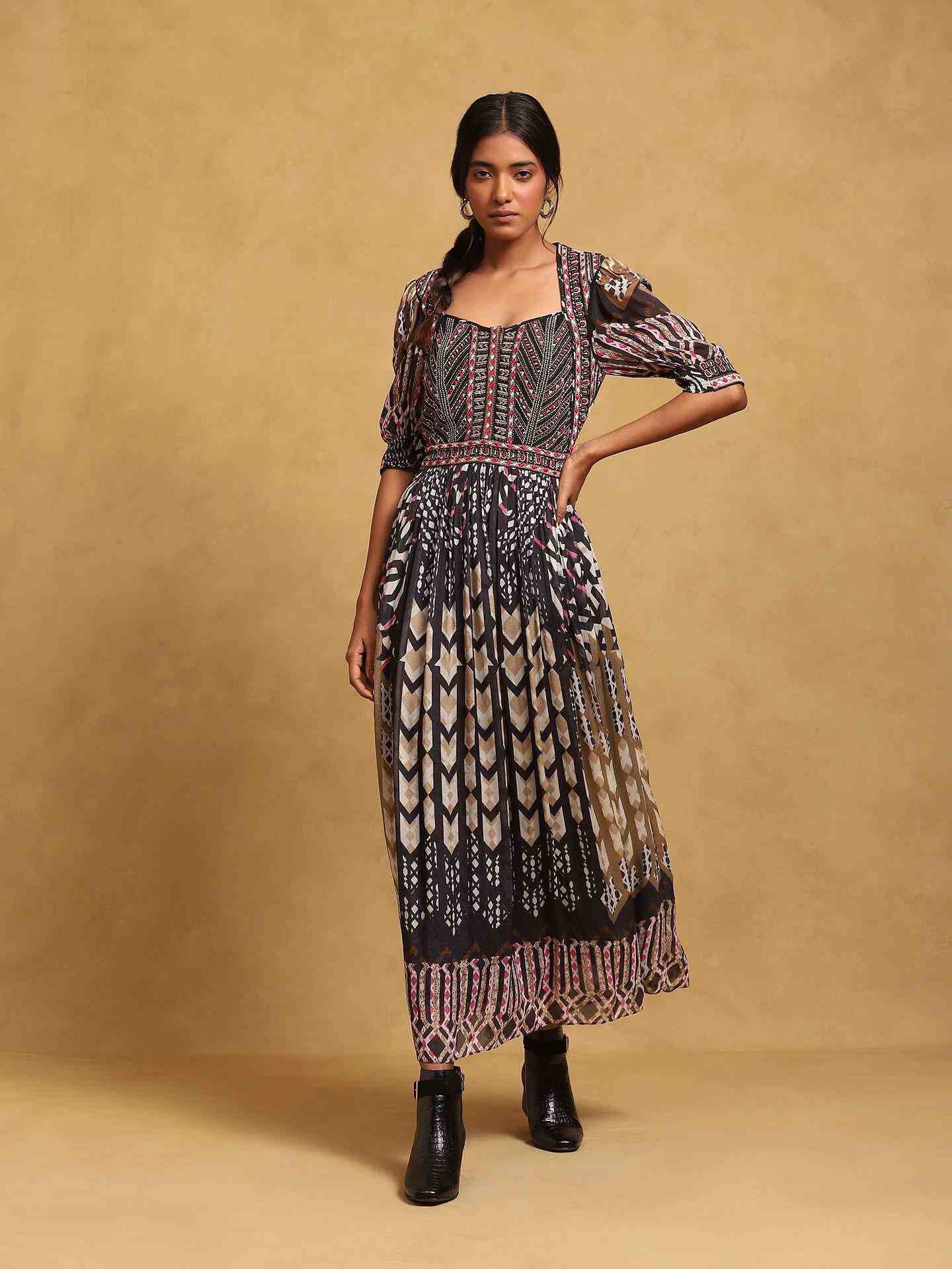 Black Pop Art Long Dress