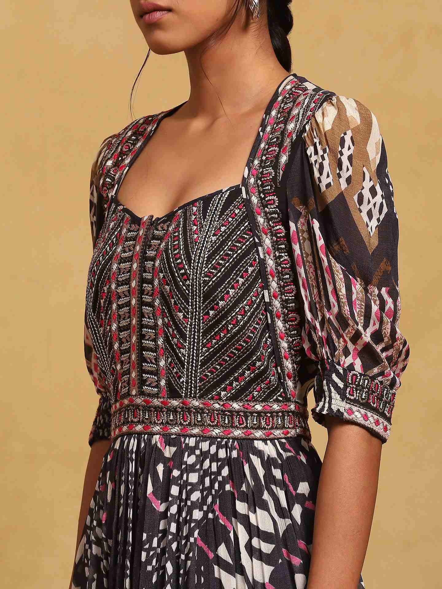 Black Pop Art Long Dress