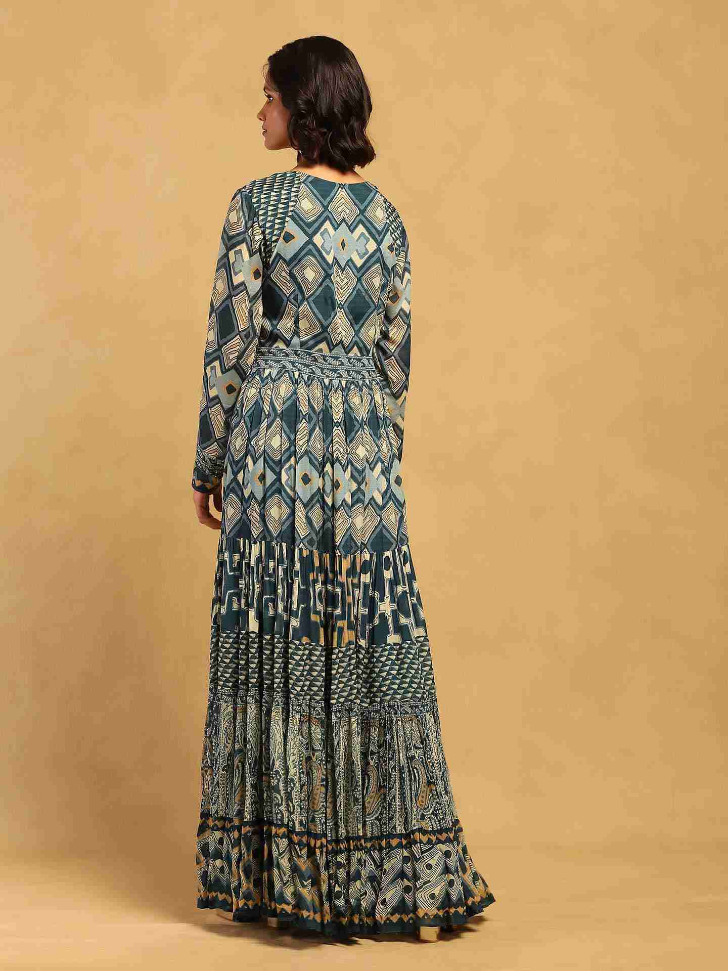 Blue Meraki Border Maxi Dress