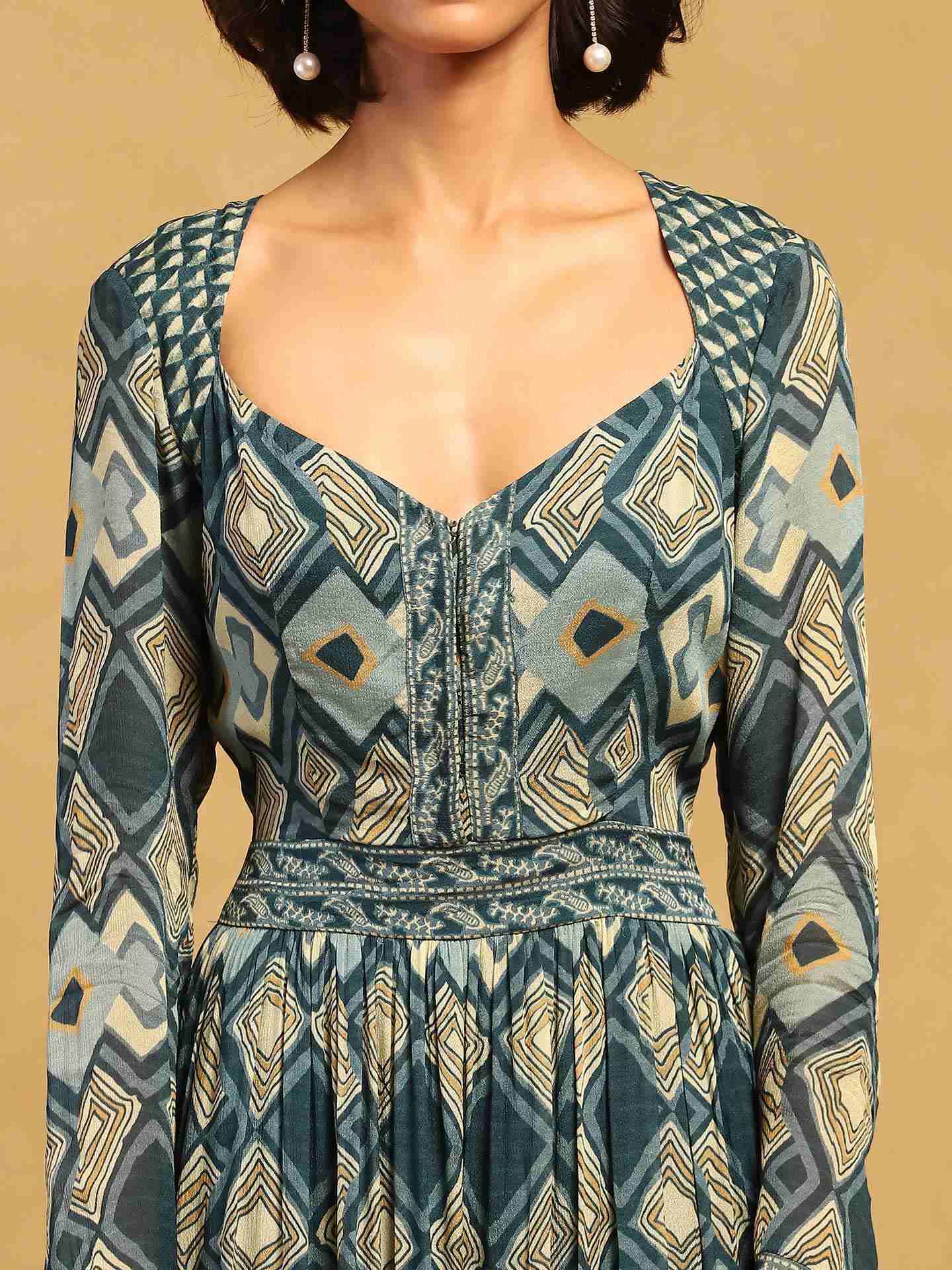 Blue Meraki Border Maxi Dress