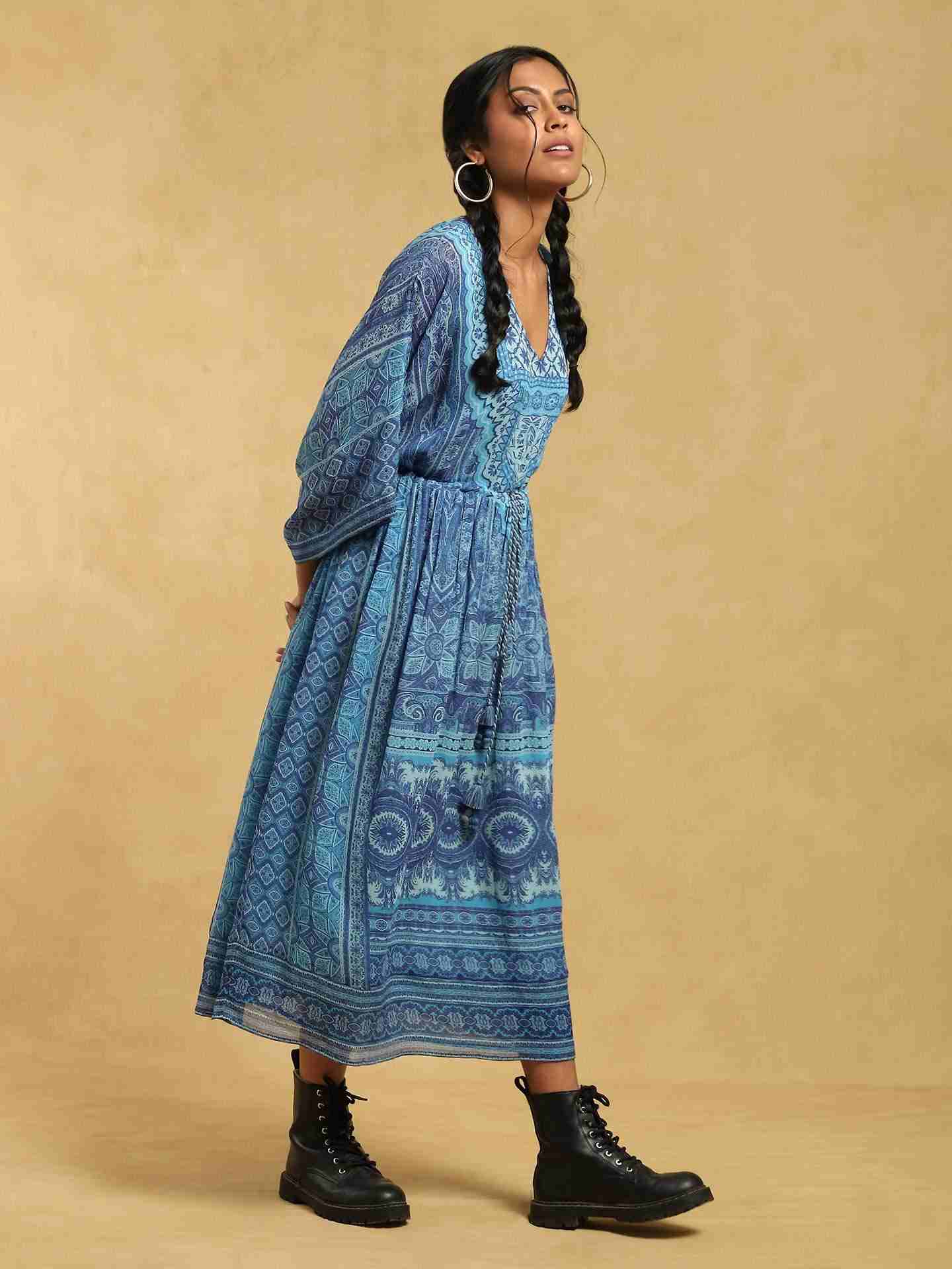 Blue Oriental Kaftan Dress