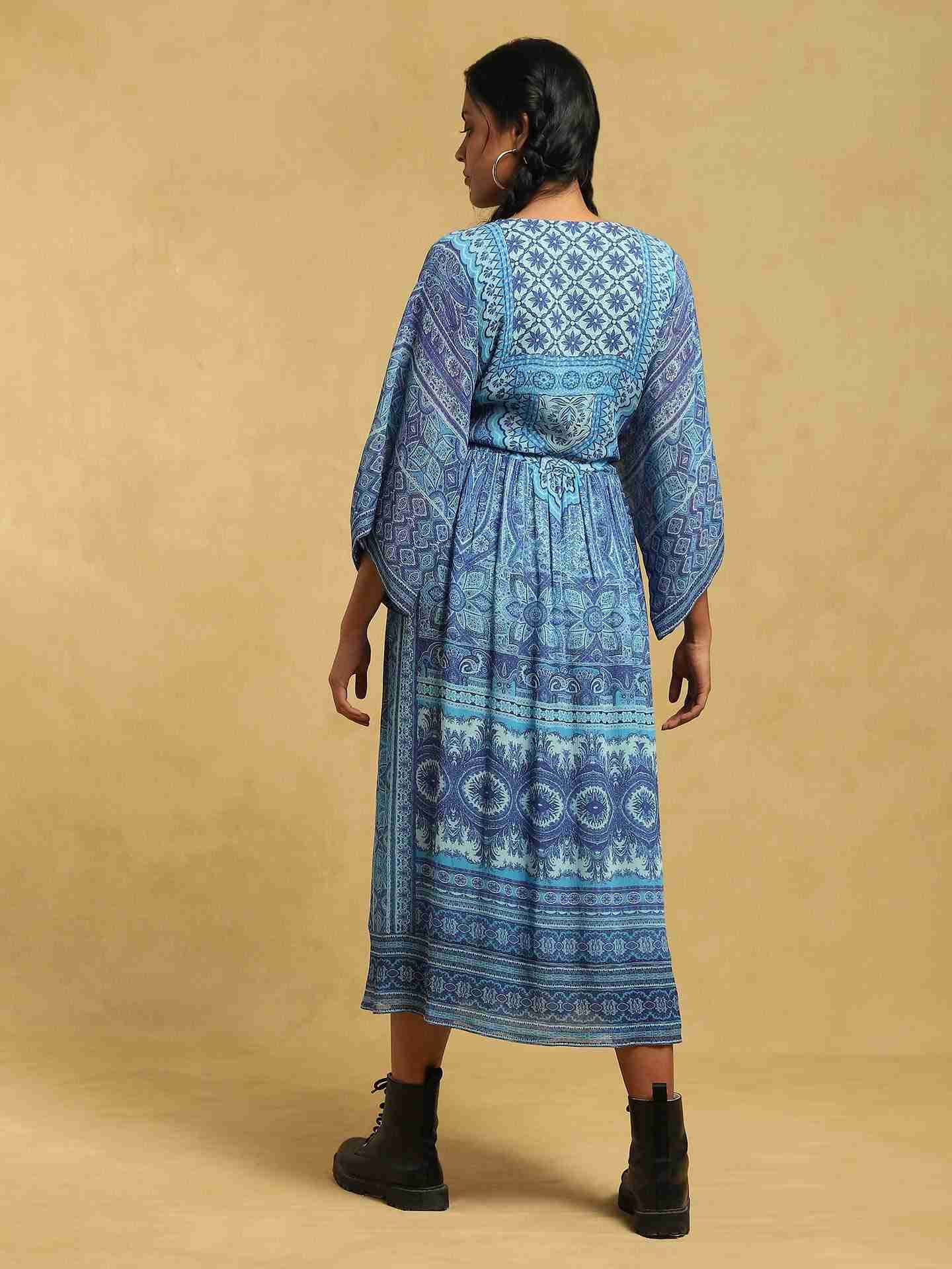 Blue Oriental Kaftan Dress