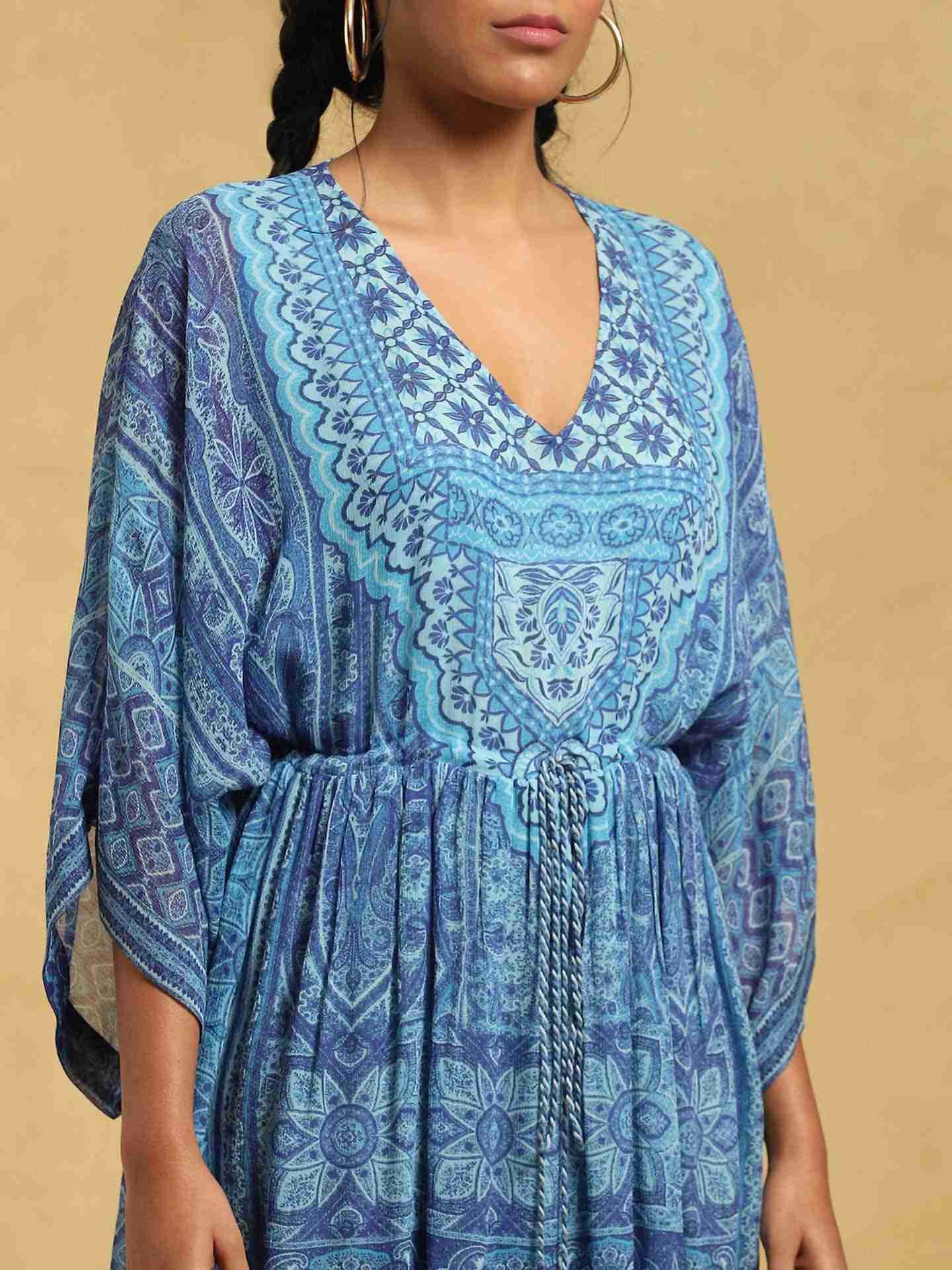 Blue Oriental Kaftan Dress