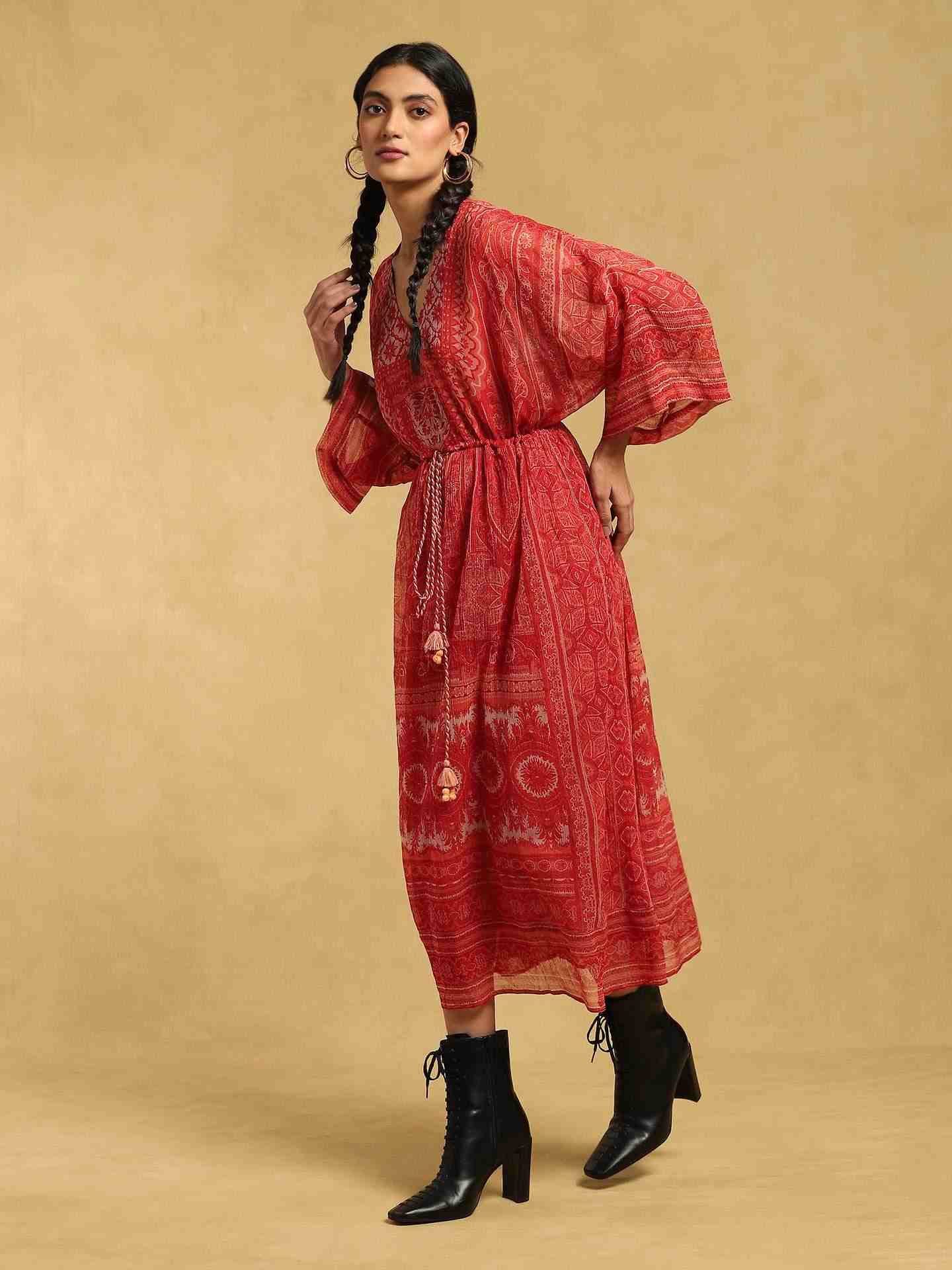 Red Oriental Kaftan Dress