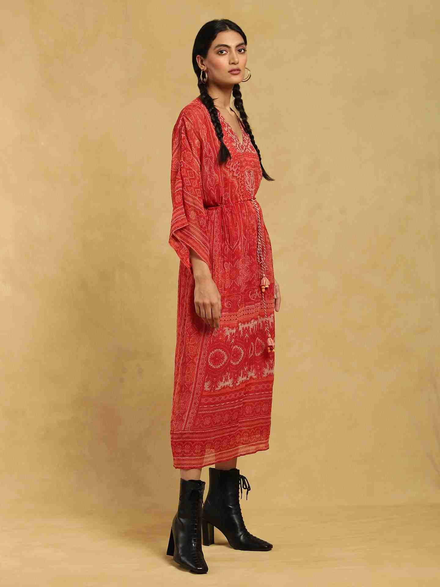 Red Oriental Kaftan Dress