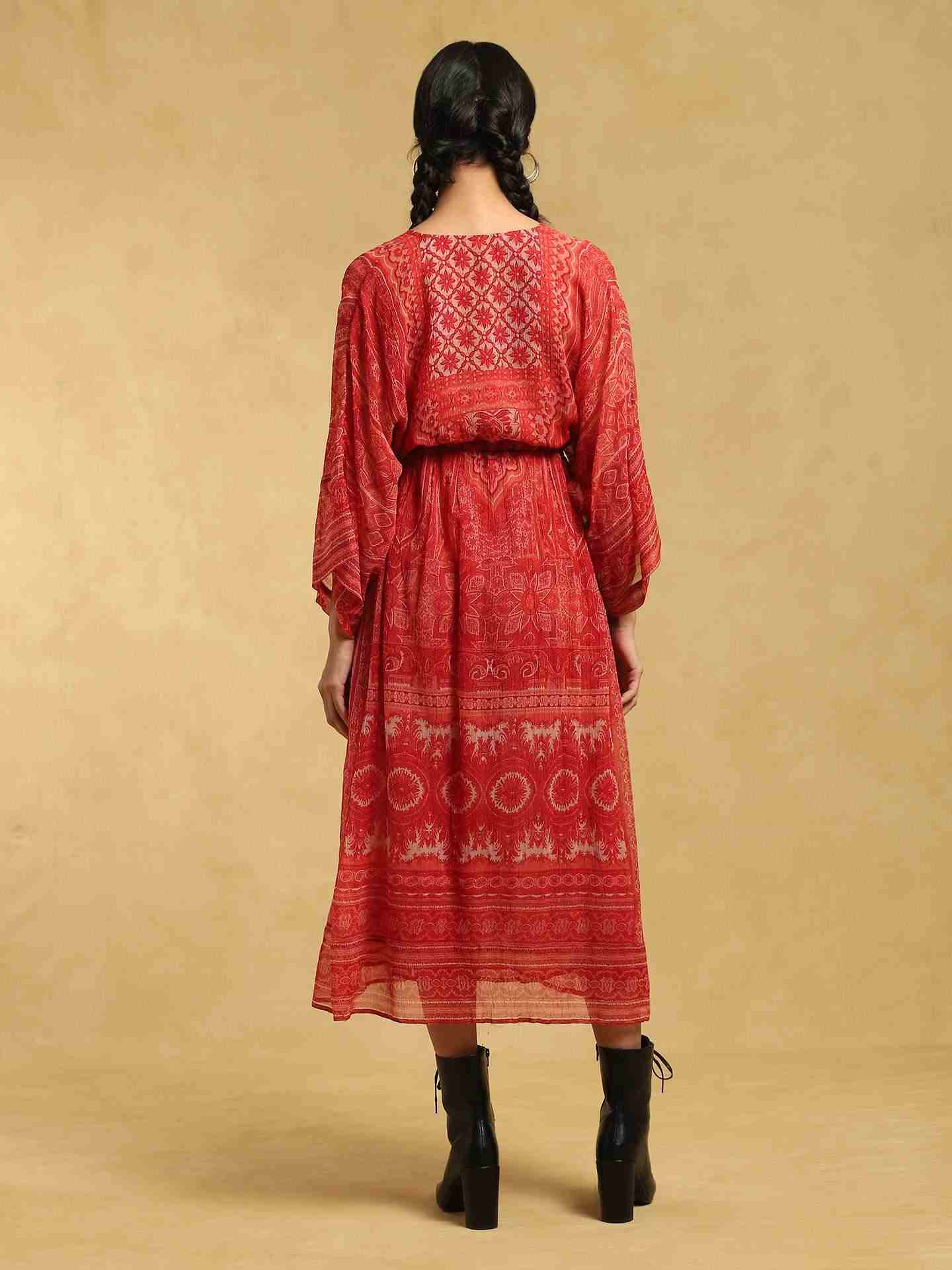 Red Oriental Kaftan Dress