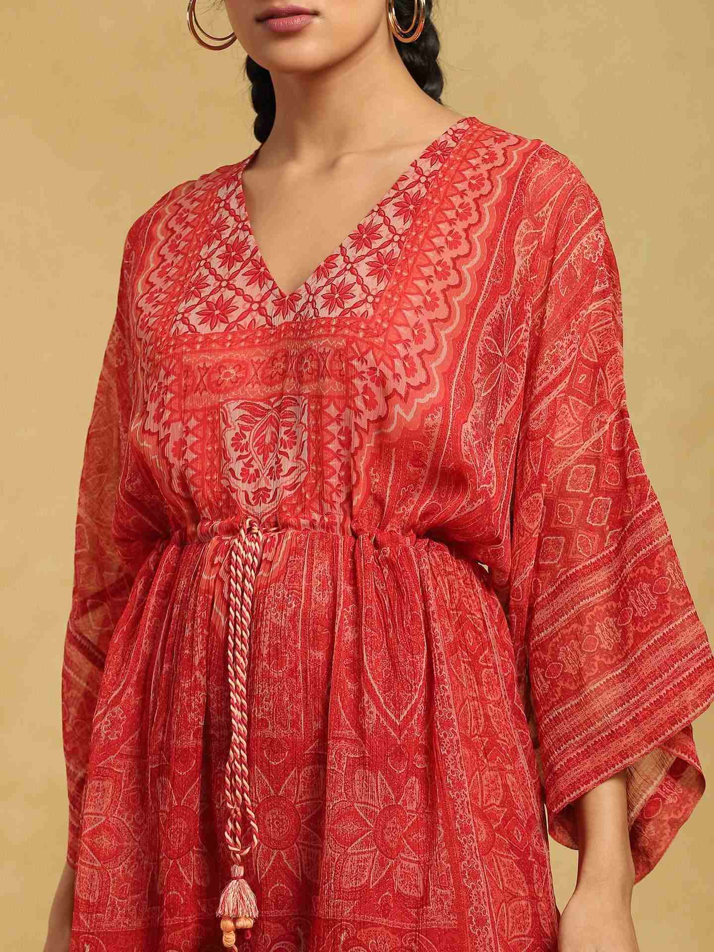 Red Oriental Kaftan Dress