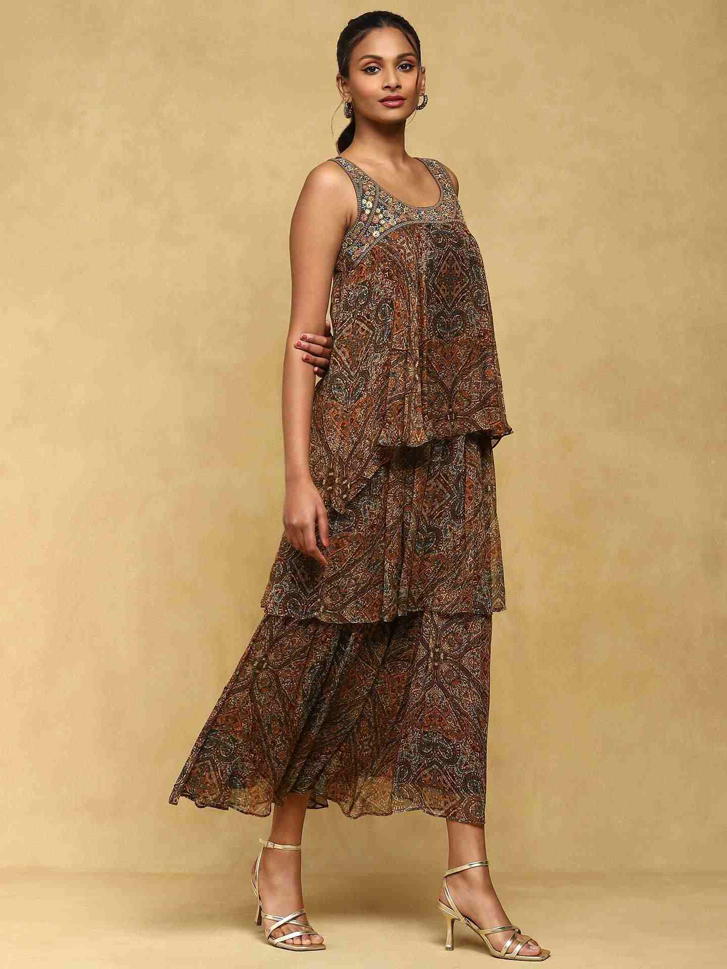 Brown Avanti Long Dress