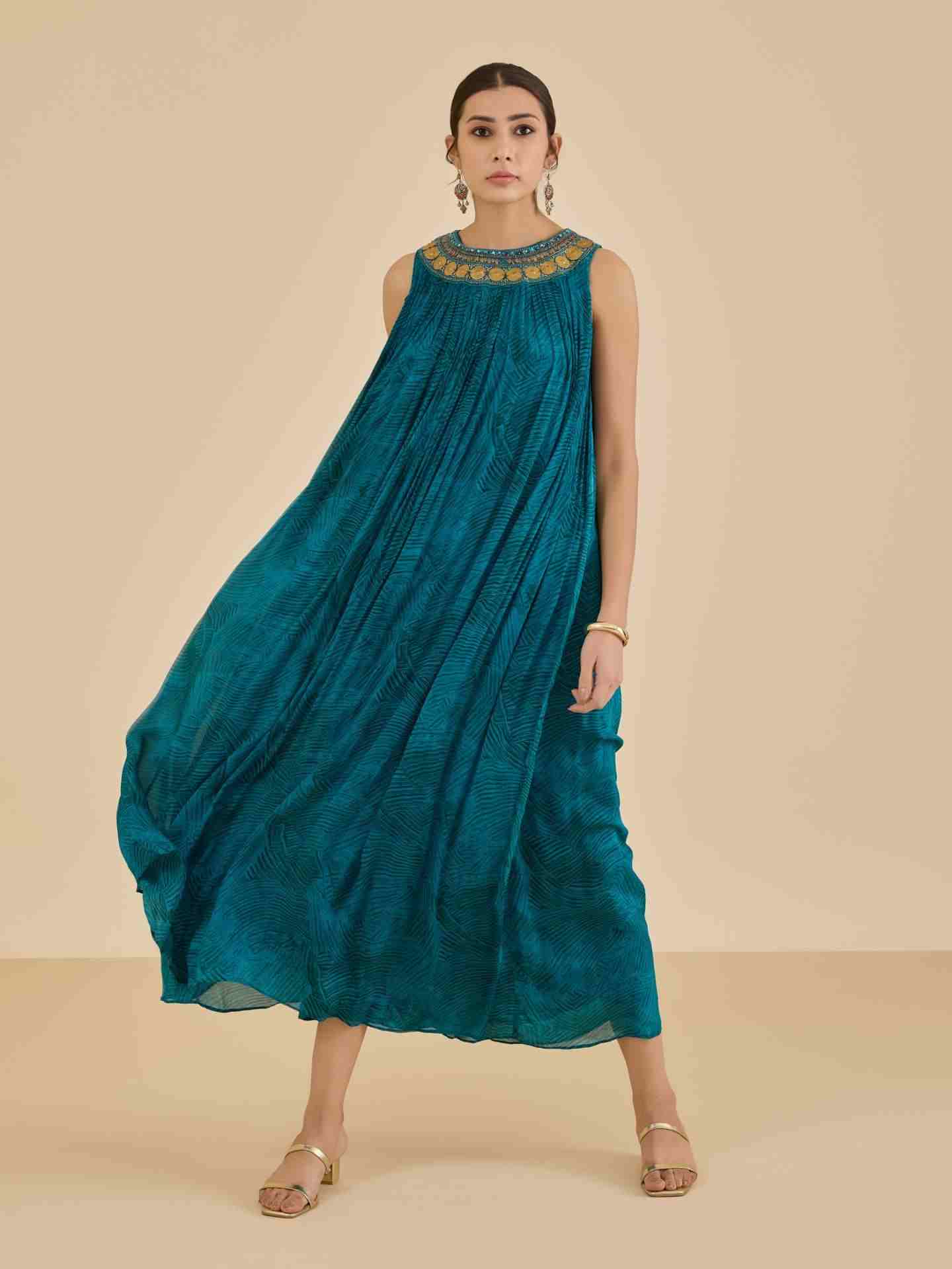 Teal Naira Long Dress