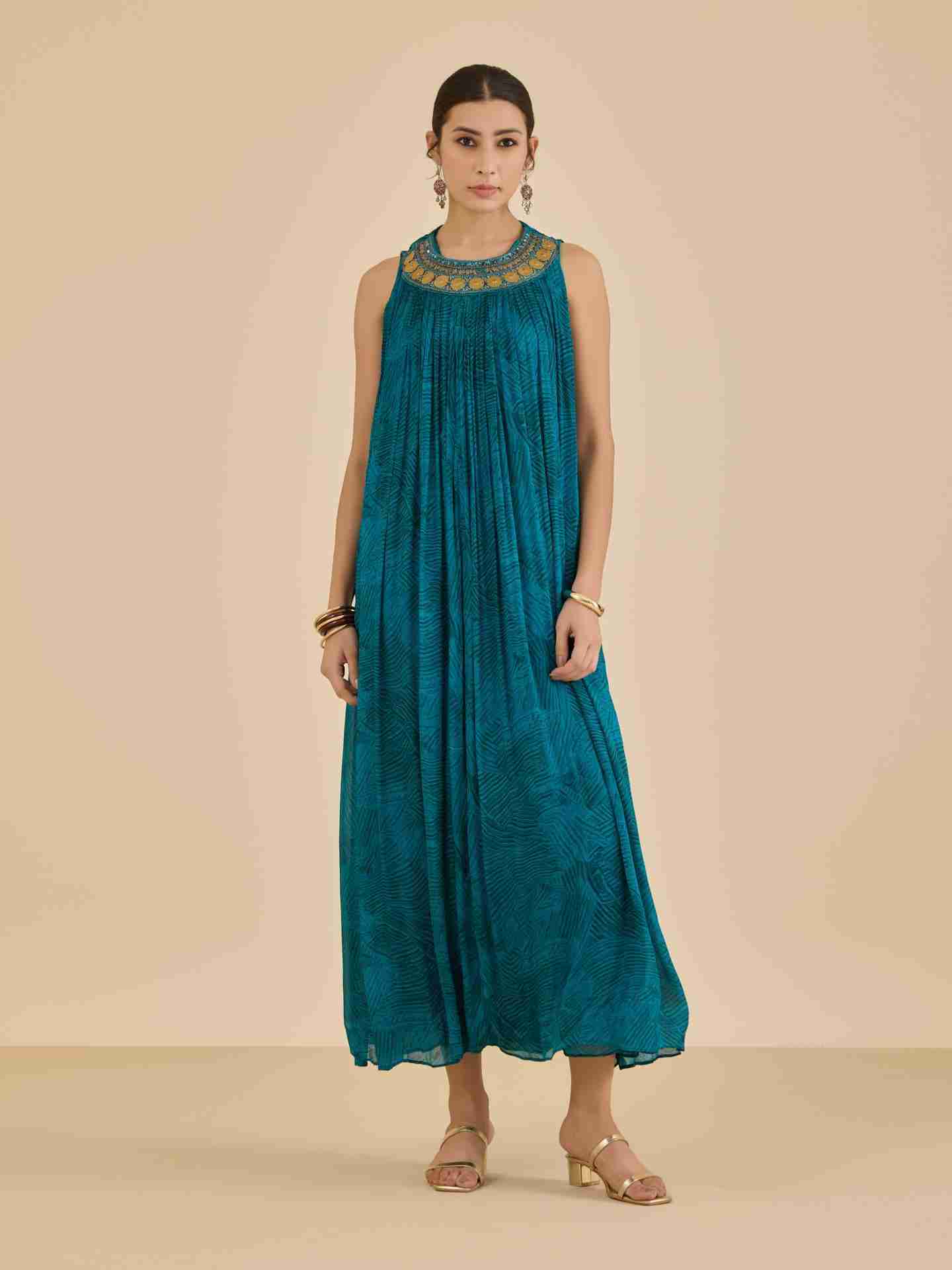 Teal Naira Long Dress