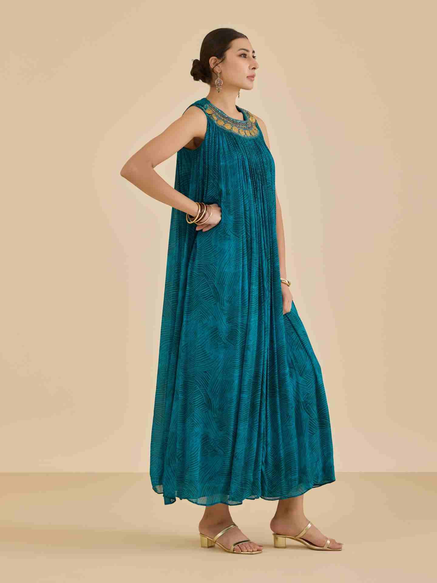 Teal Naira Long Dress