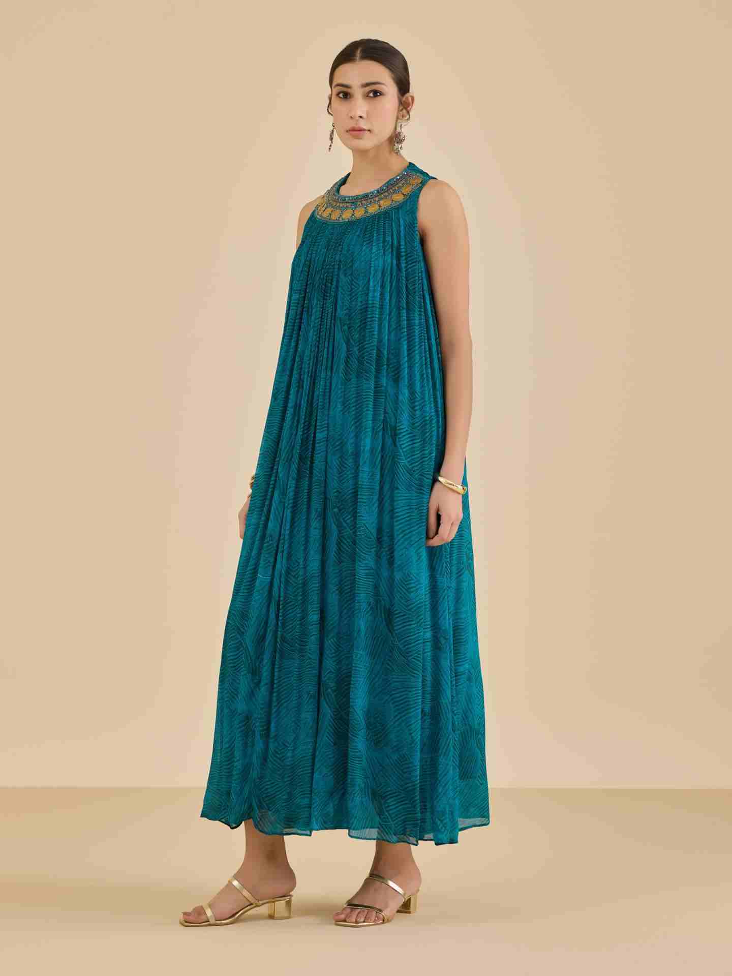 Teal Naira Long Dress