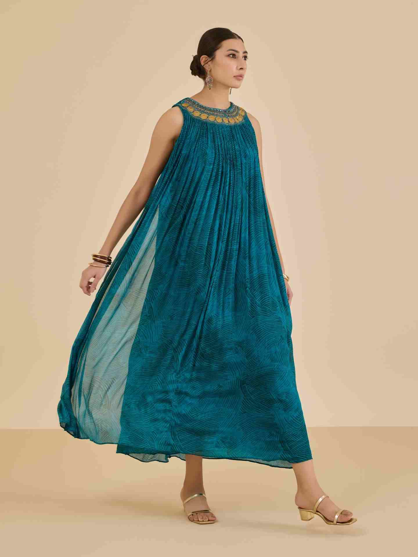 Teal Naira Long Dress