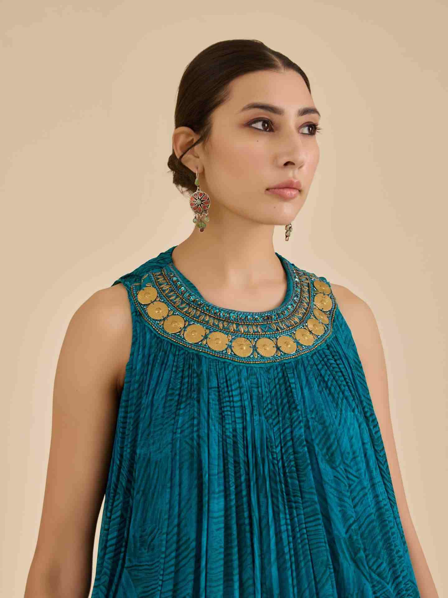 Teal Naira Long Dress
