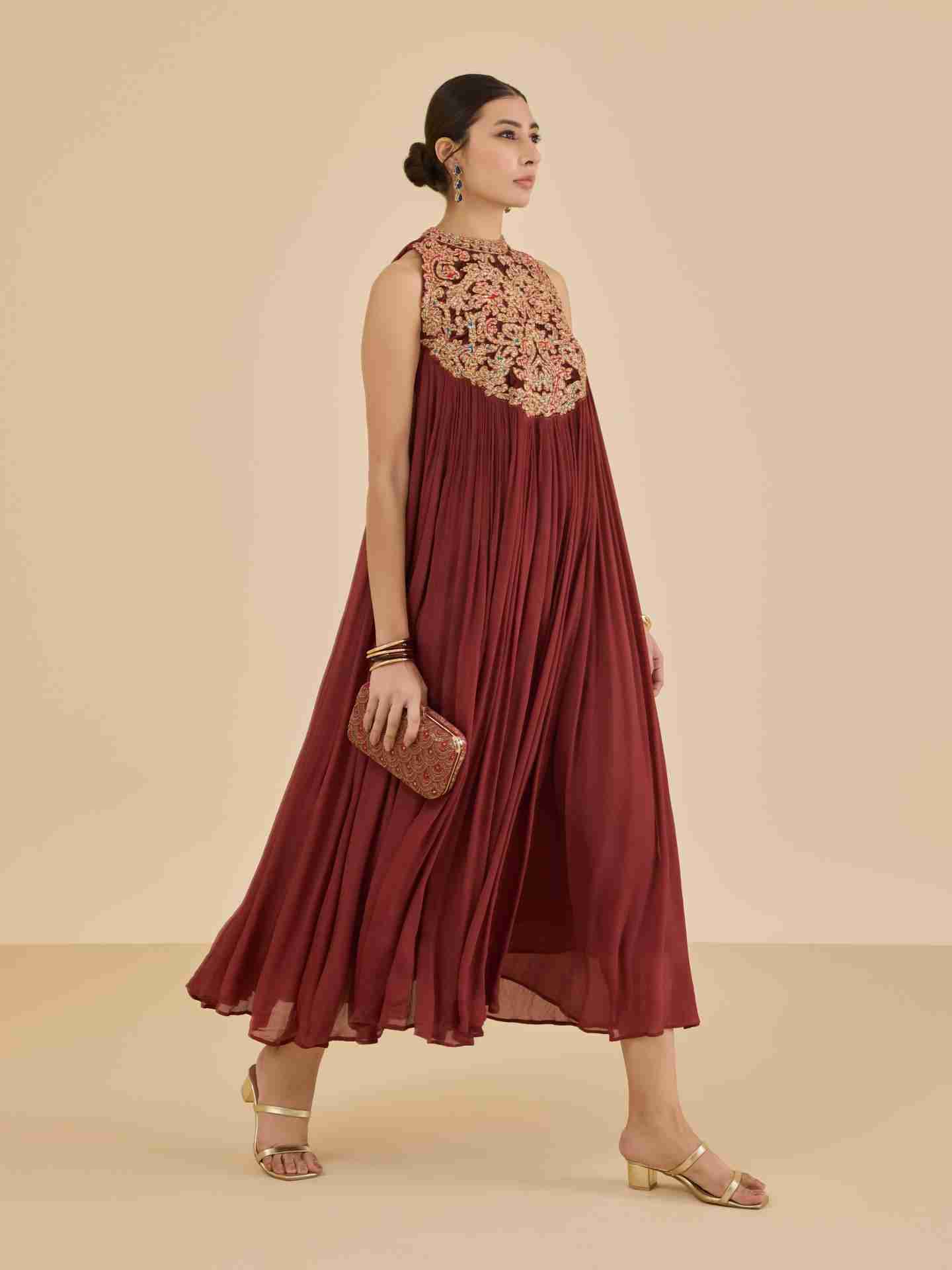 Maroon Ranisa Long Dress