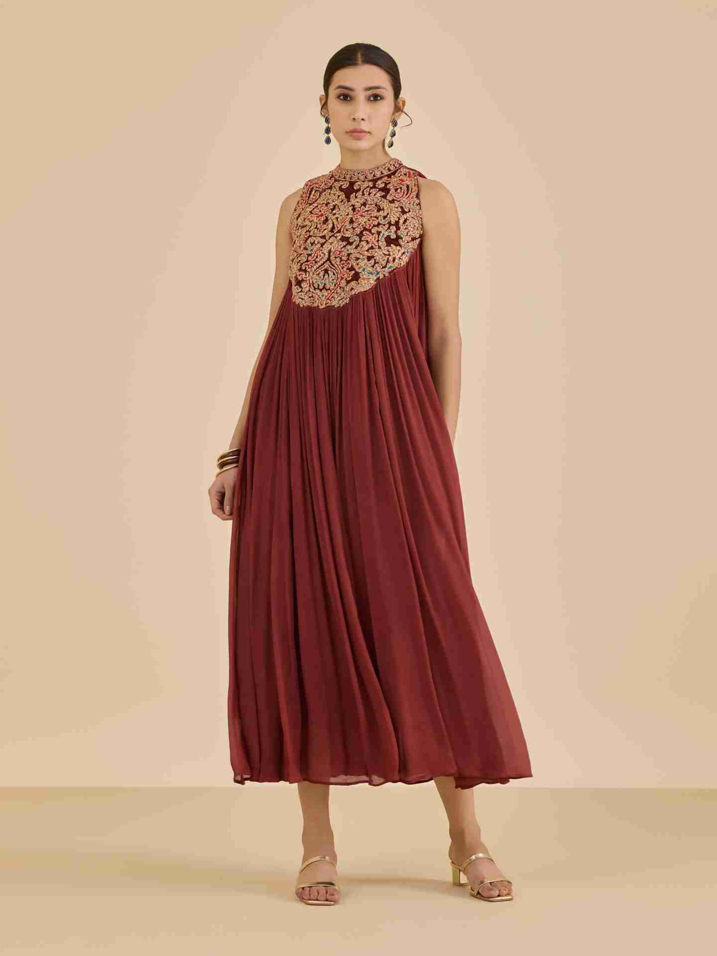 Maroon Ranisa Long Dress
