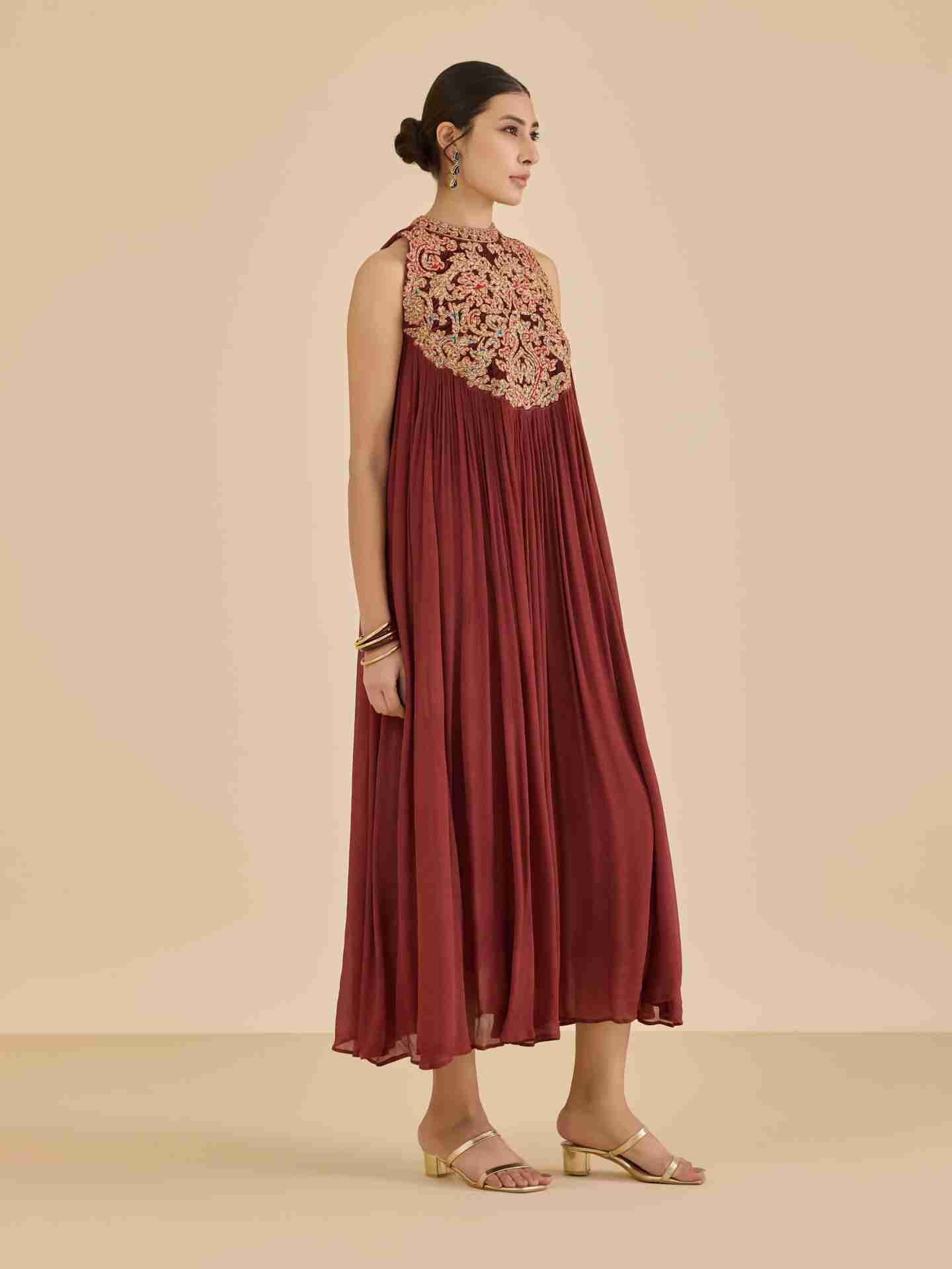 Maroon Ranisa Long Dress