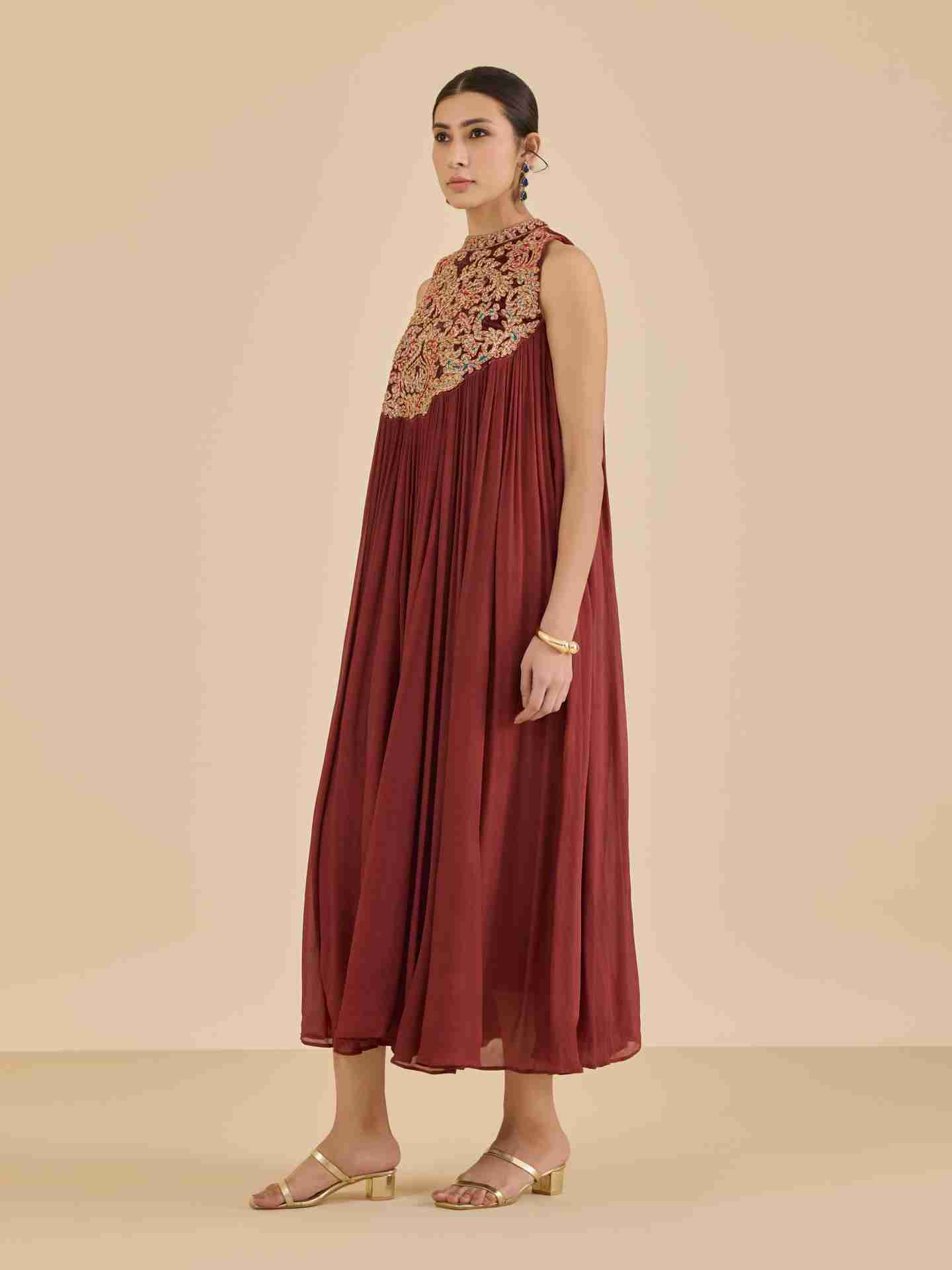 Maroon Ranisa Long Dress