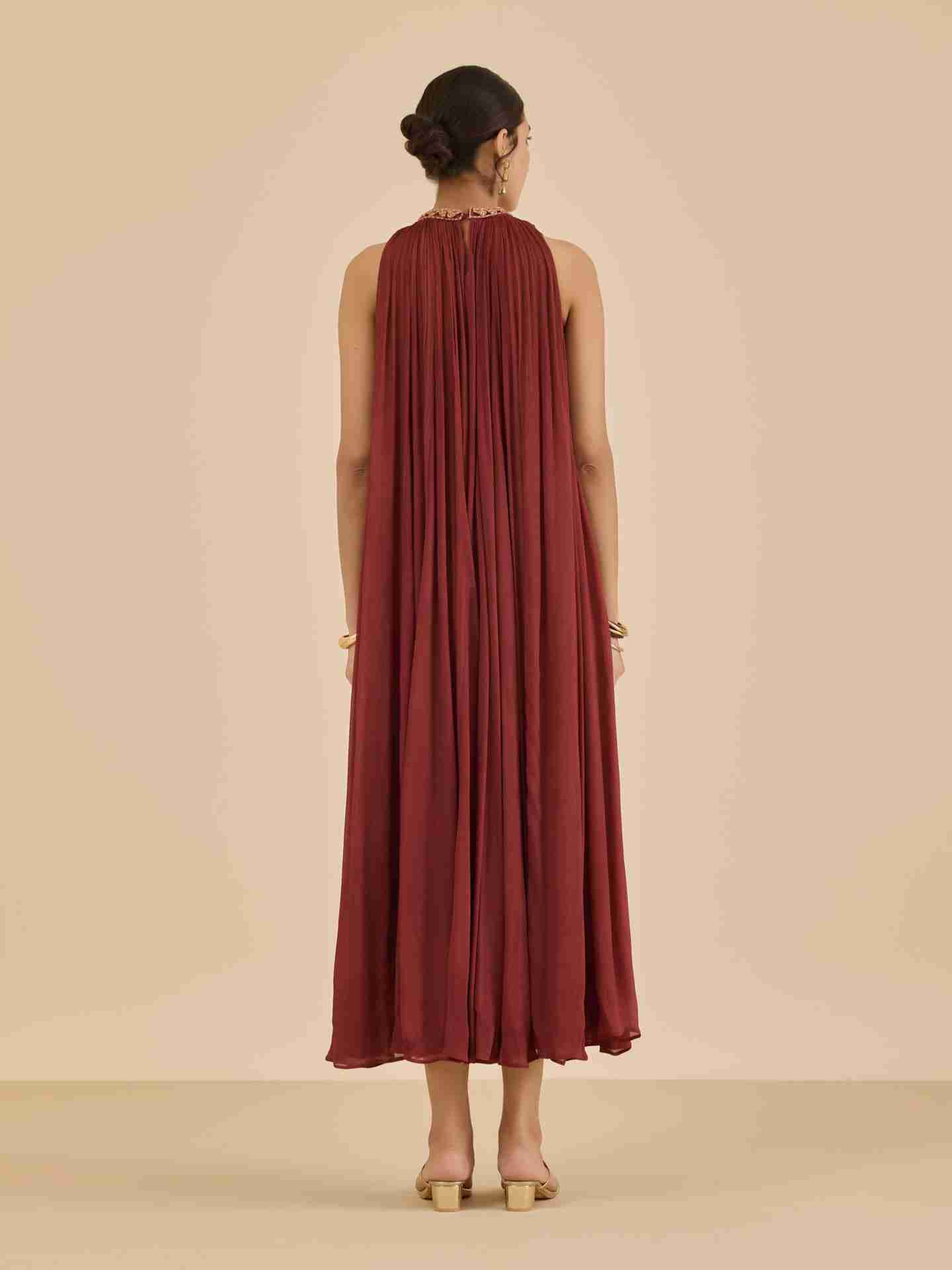 Maroon Ranisa Long Dress