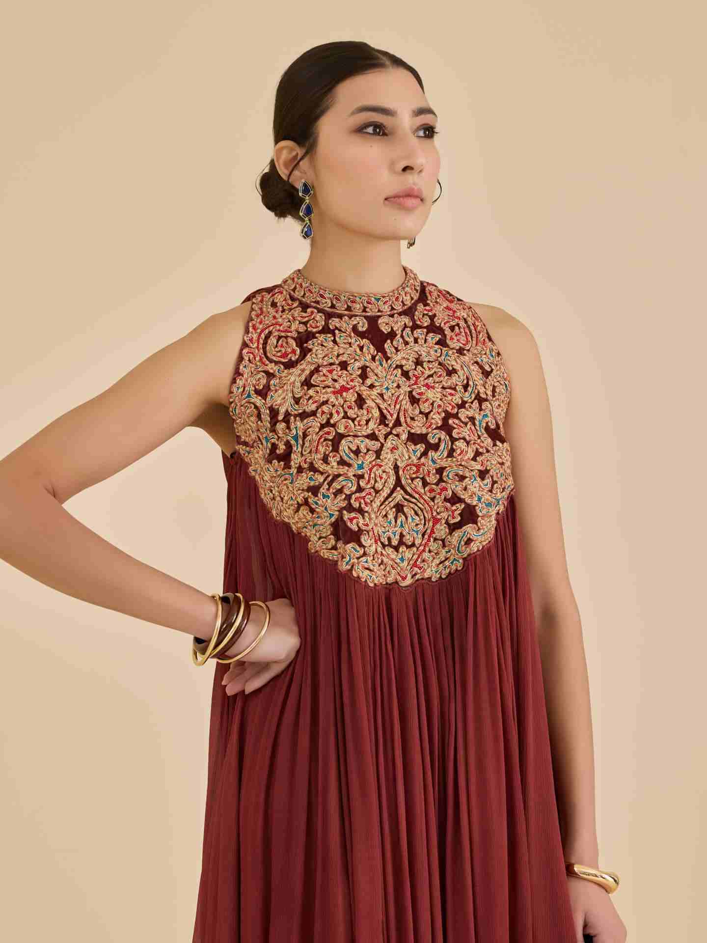 Maroon Ranisa Long Dress