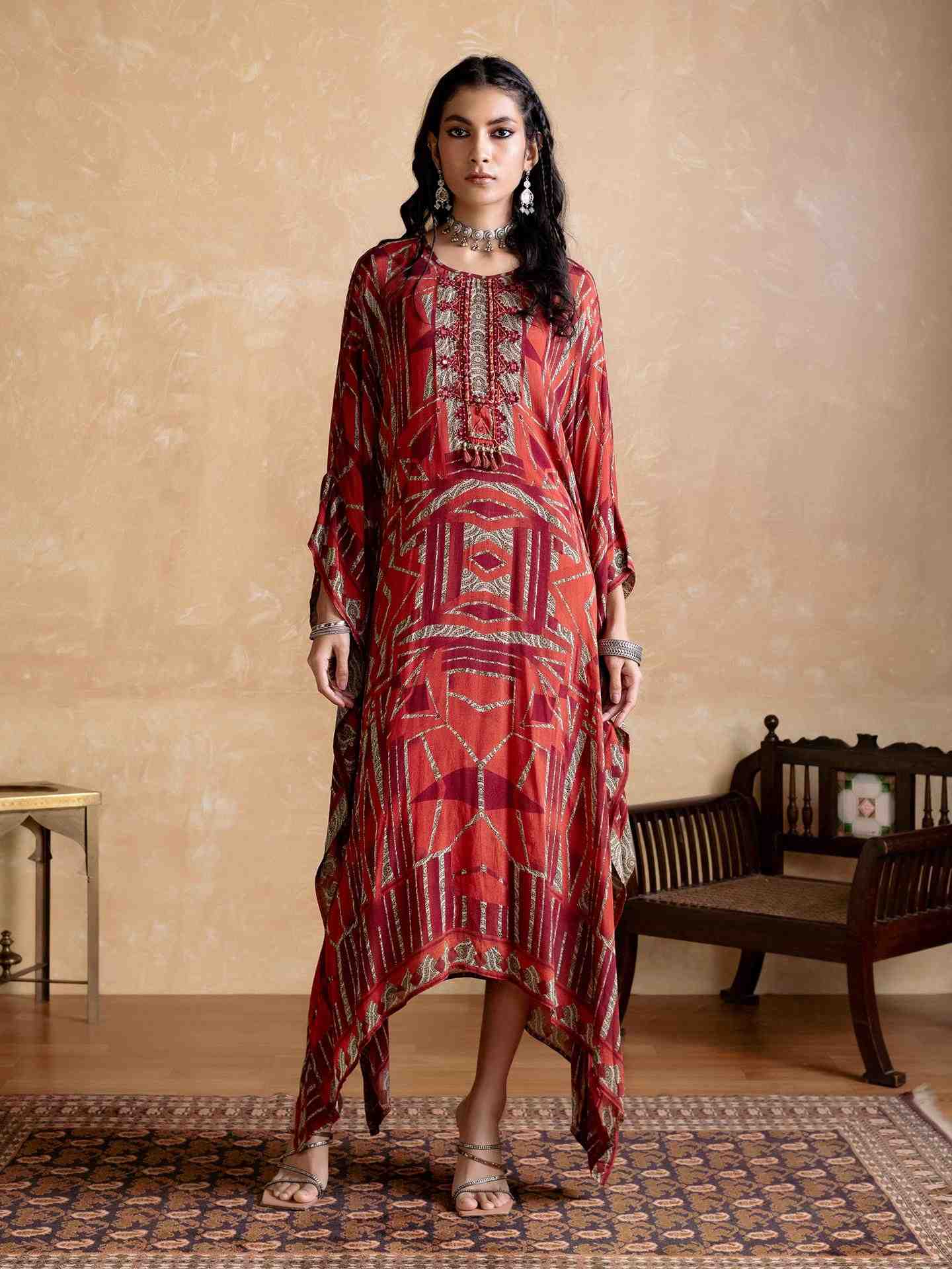 Red Arunya Kaftan Dress