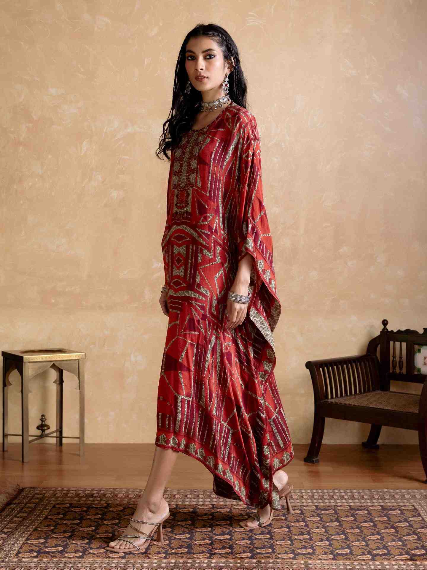 Red Arunya Kaftan Dress