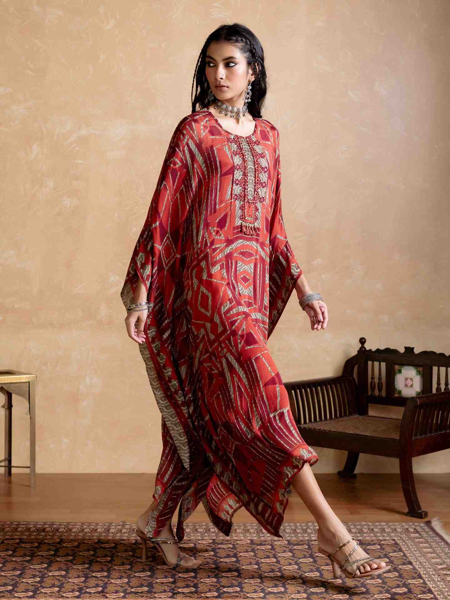 Red Arunya Kaftan Dress