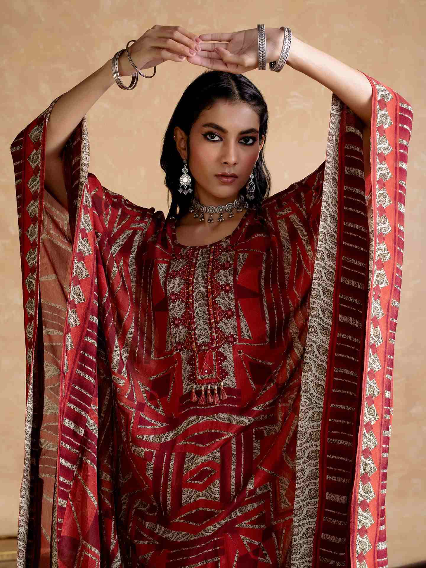 Red Arunya Kaftan Dress