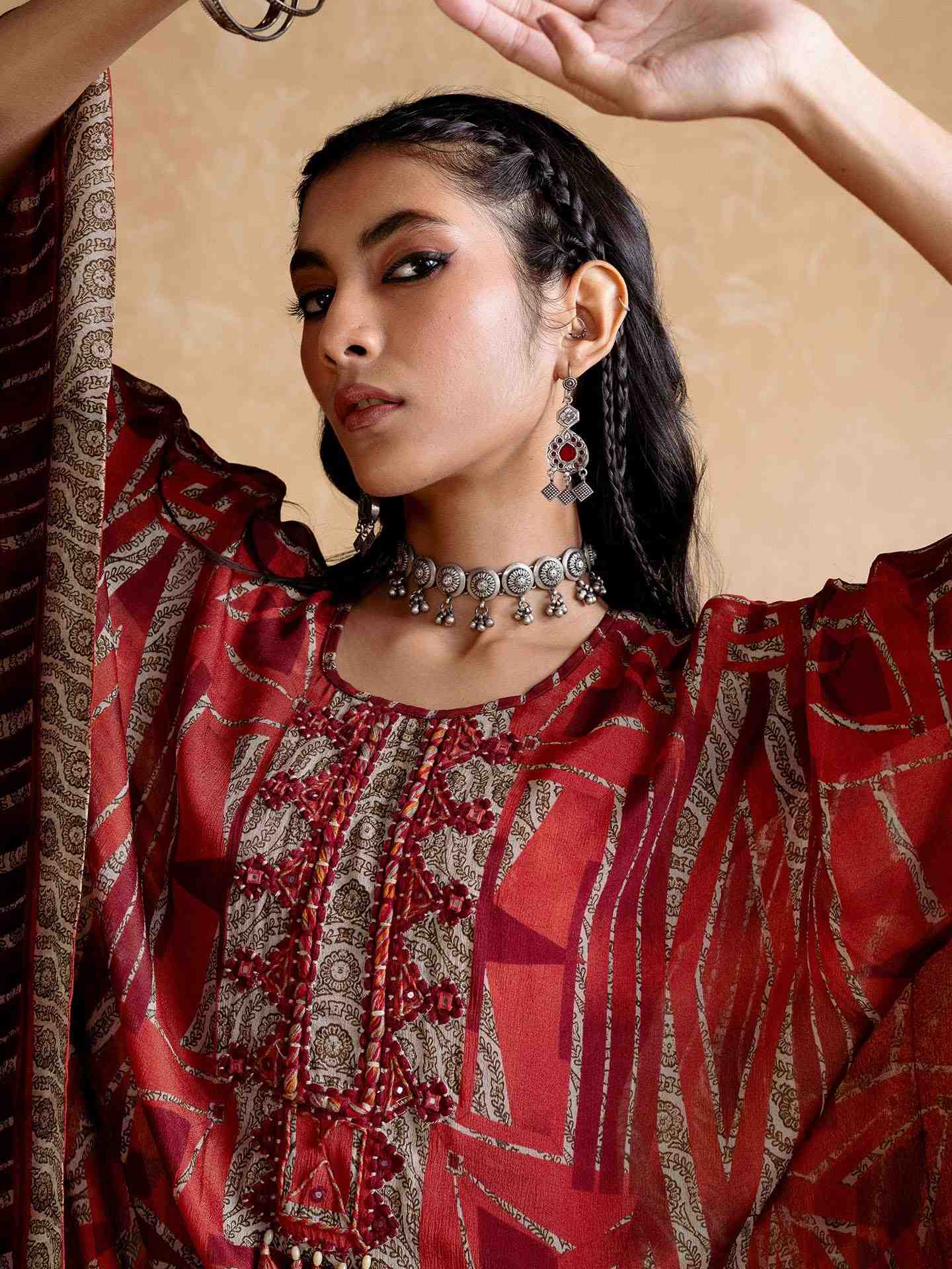 Red Arunya Kaftan Dress