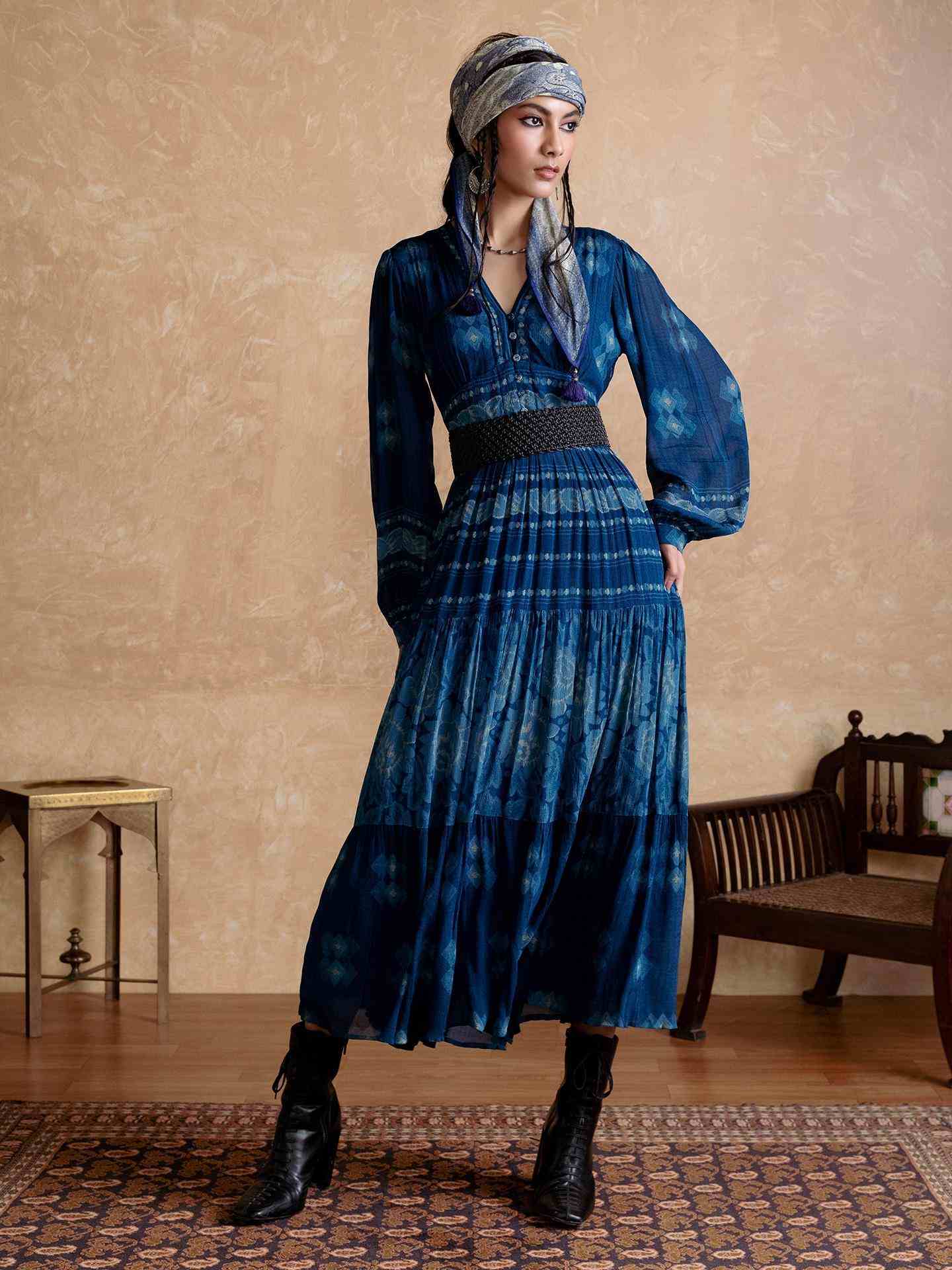 Blue Florencia Long Dress