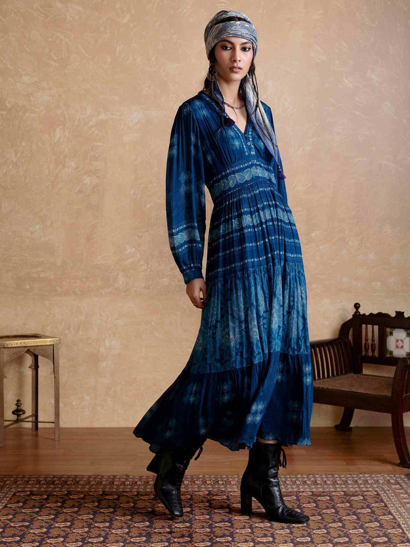 Blue Florencia Long Dress