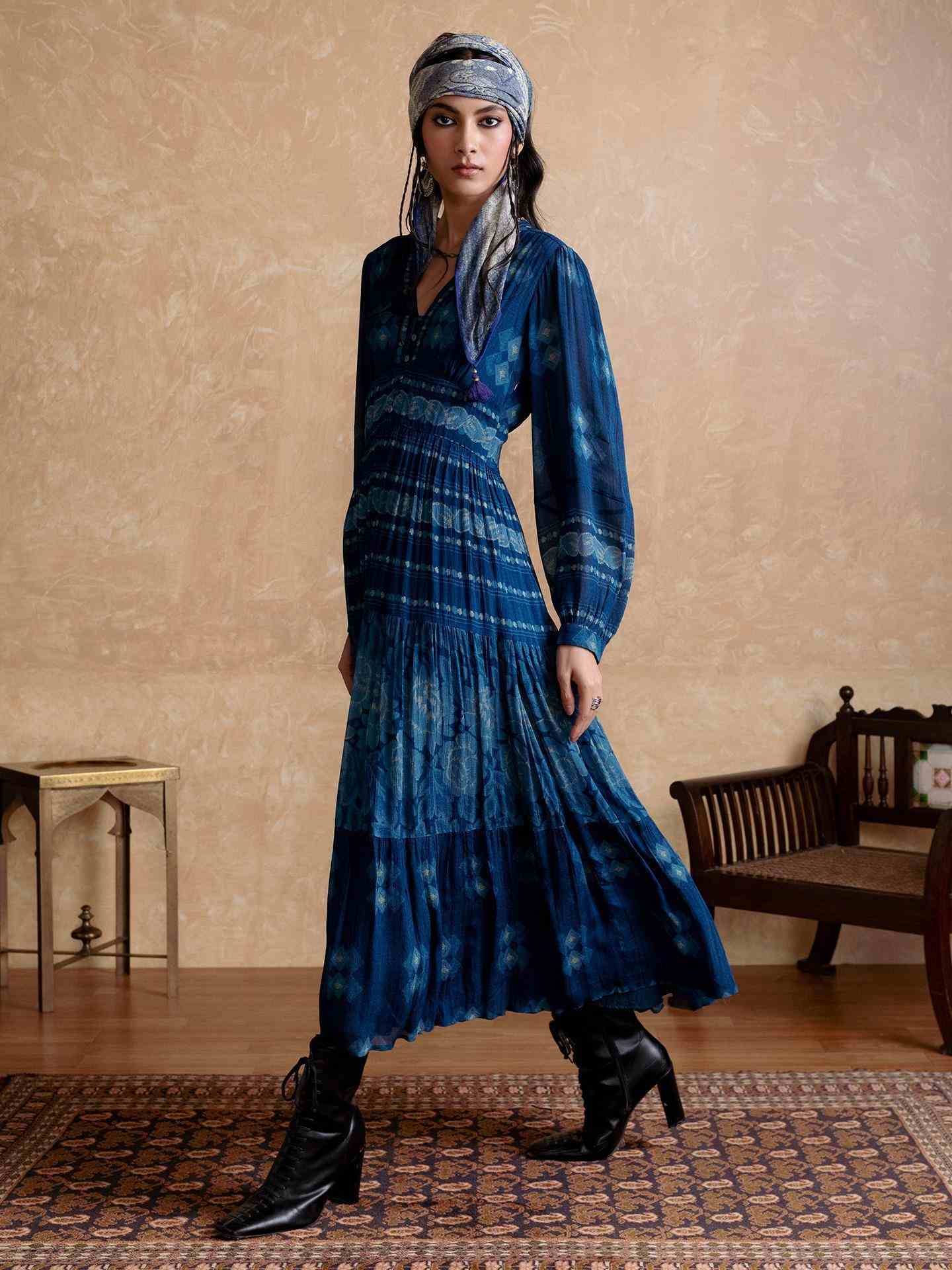 Blue Florencia Long Dress