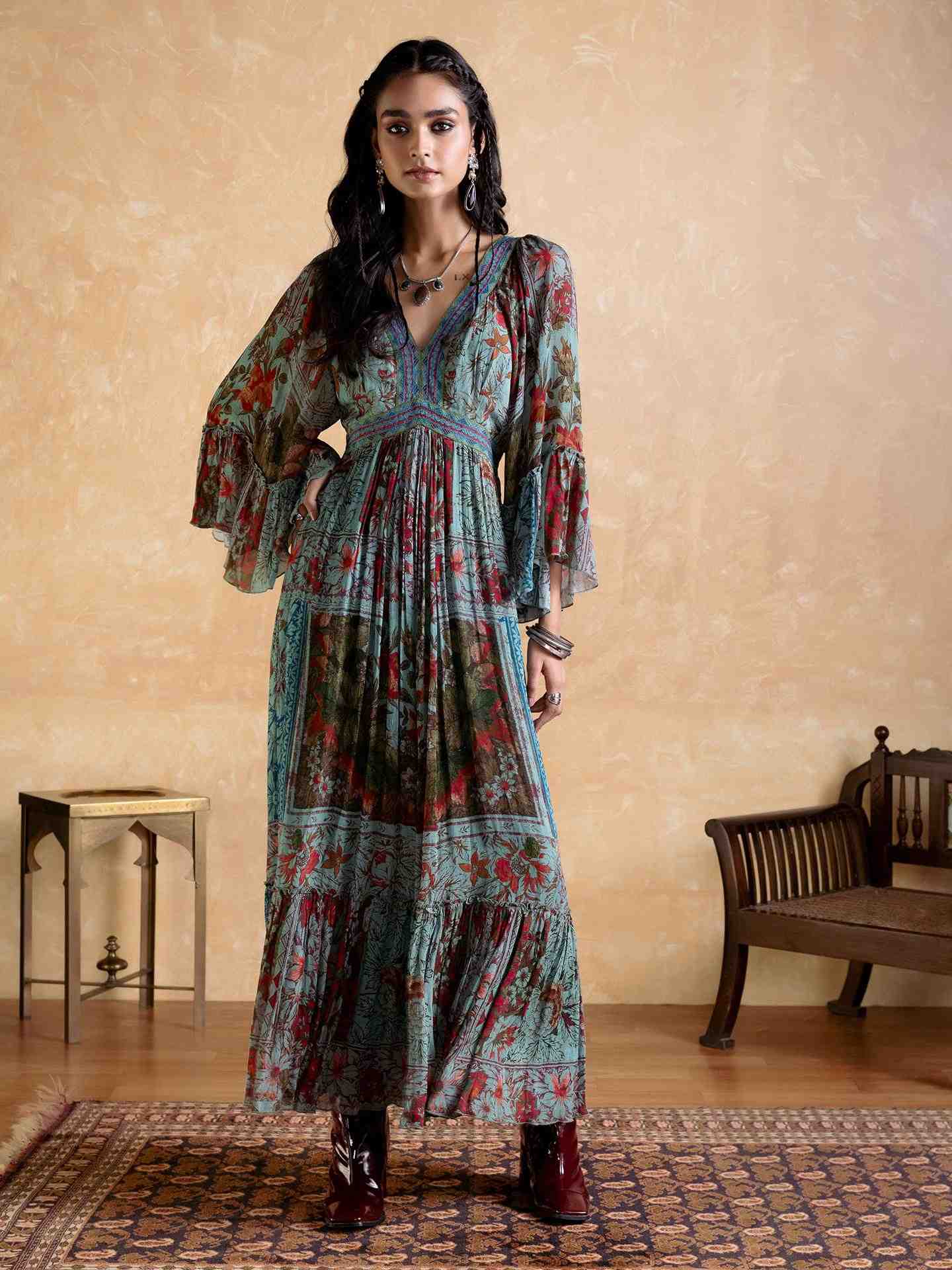 Teal Pierra Long Dress