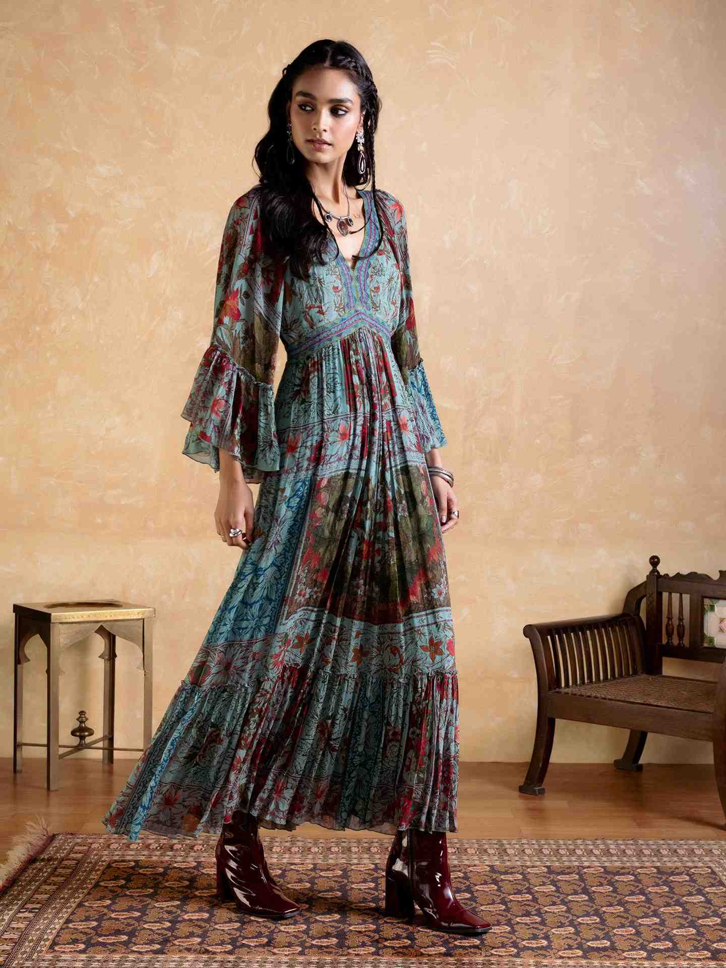 Teal Pierra Long Dress