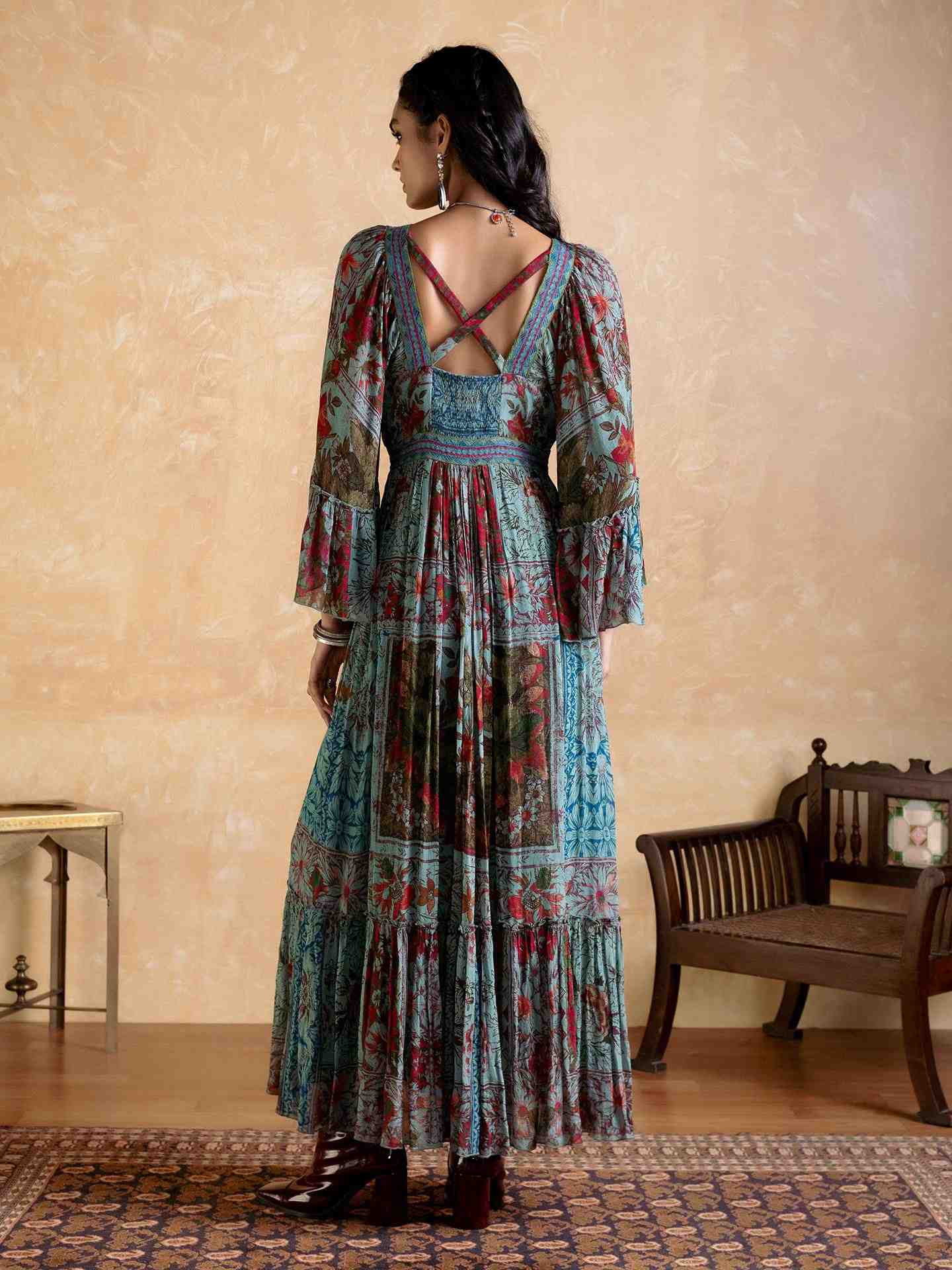 Teal Pierra Long Dress