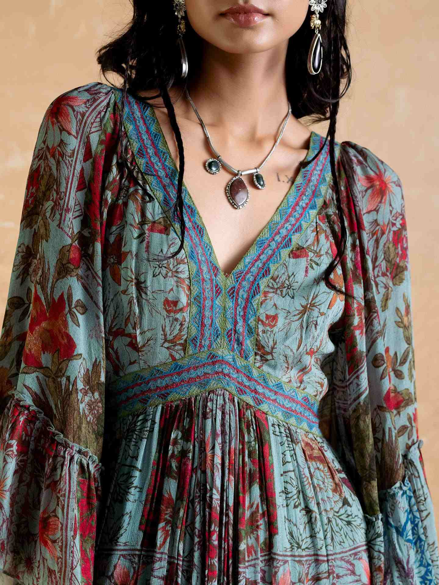 Teal Pierra Long Dress